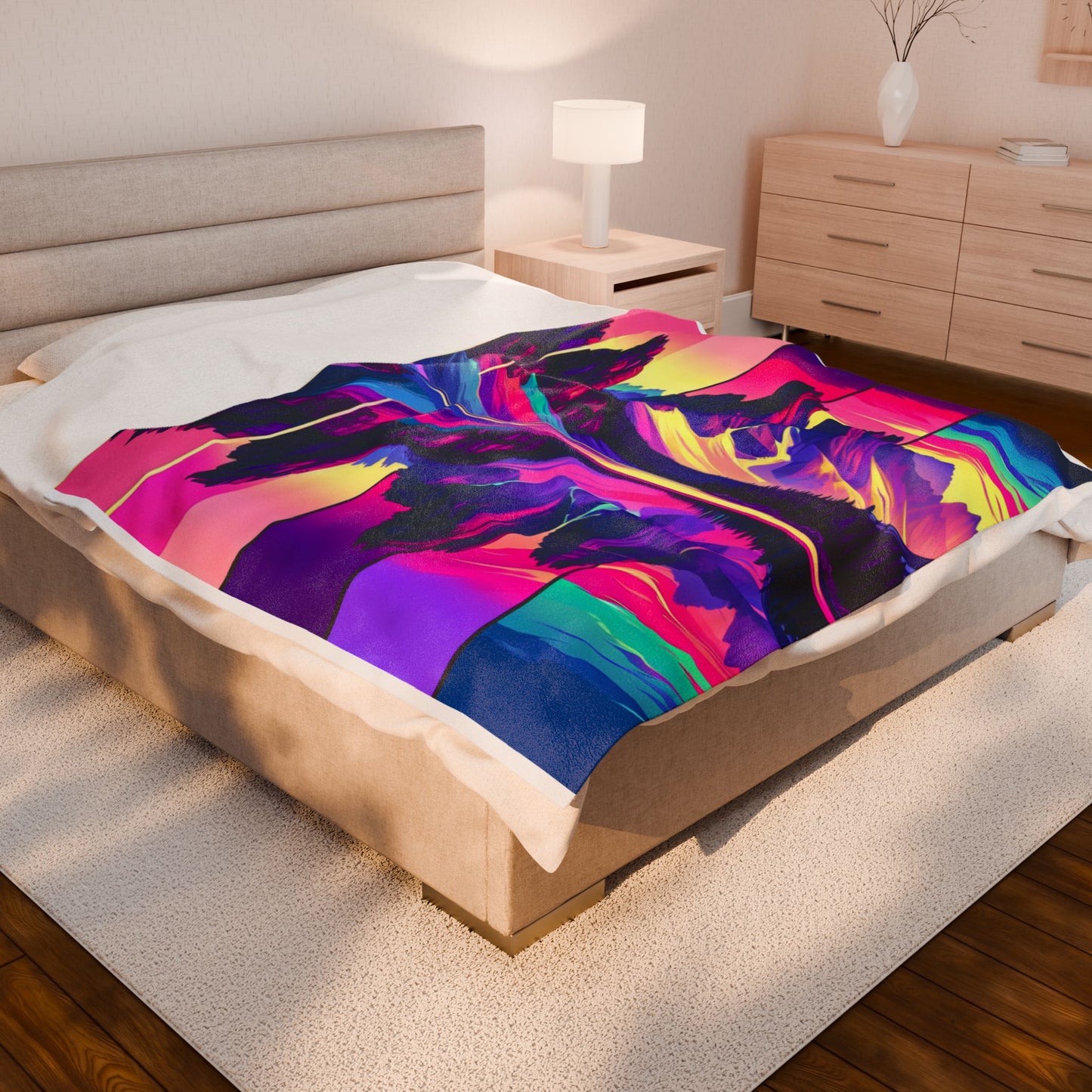 Mountain Panorama in Splendid Shades - Plush Blanket