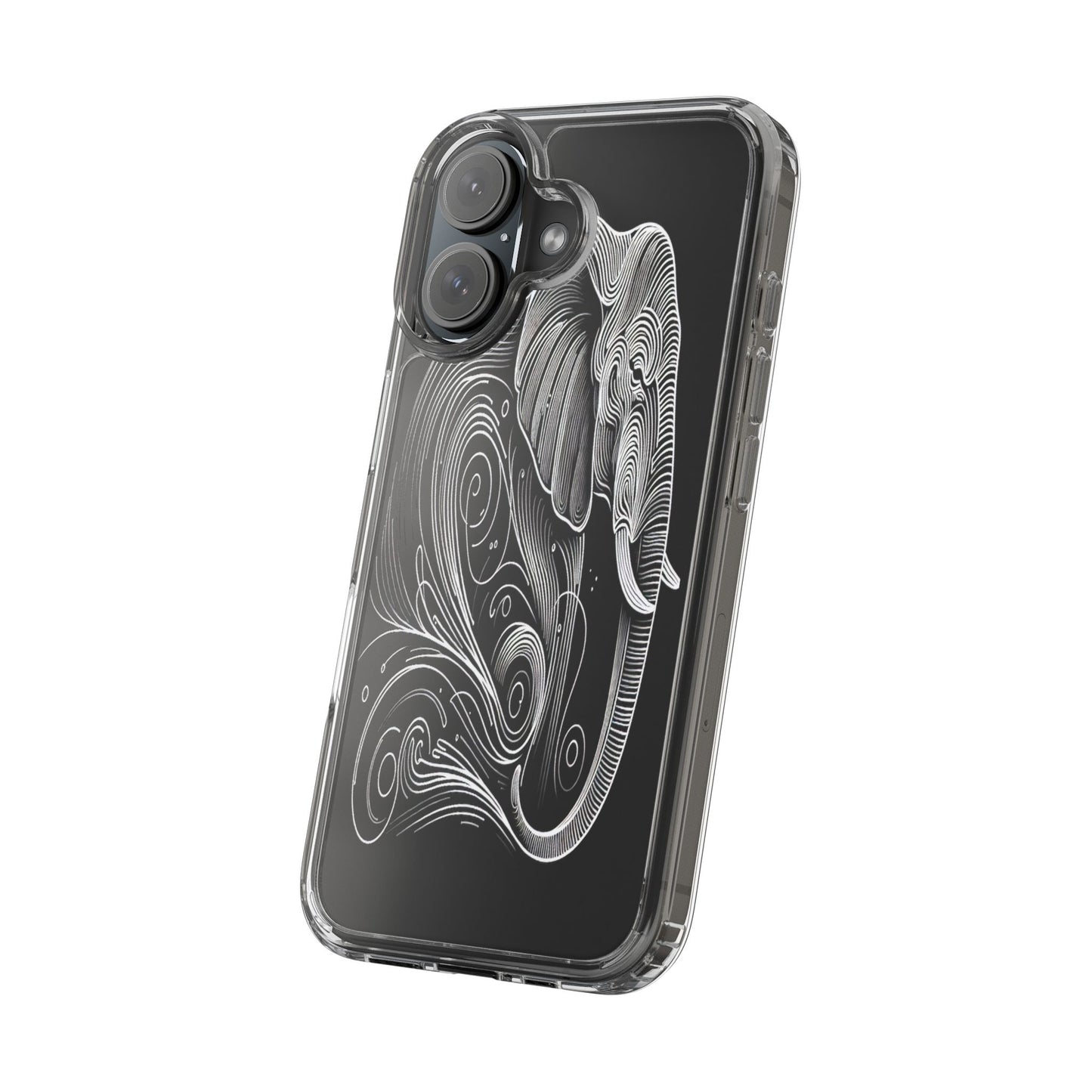 Transparent Elephant in Flowing Lines Iphone Case Compatible With Iphone 16 15 14 - Clear Phone Cover
