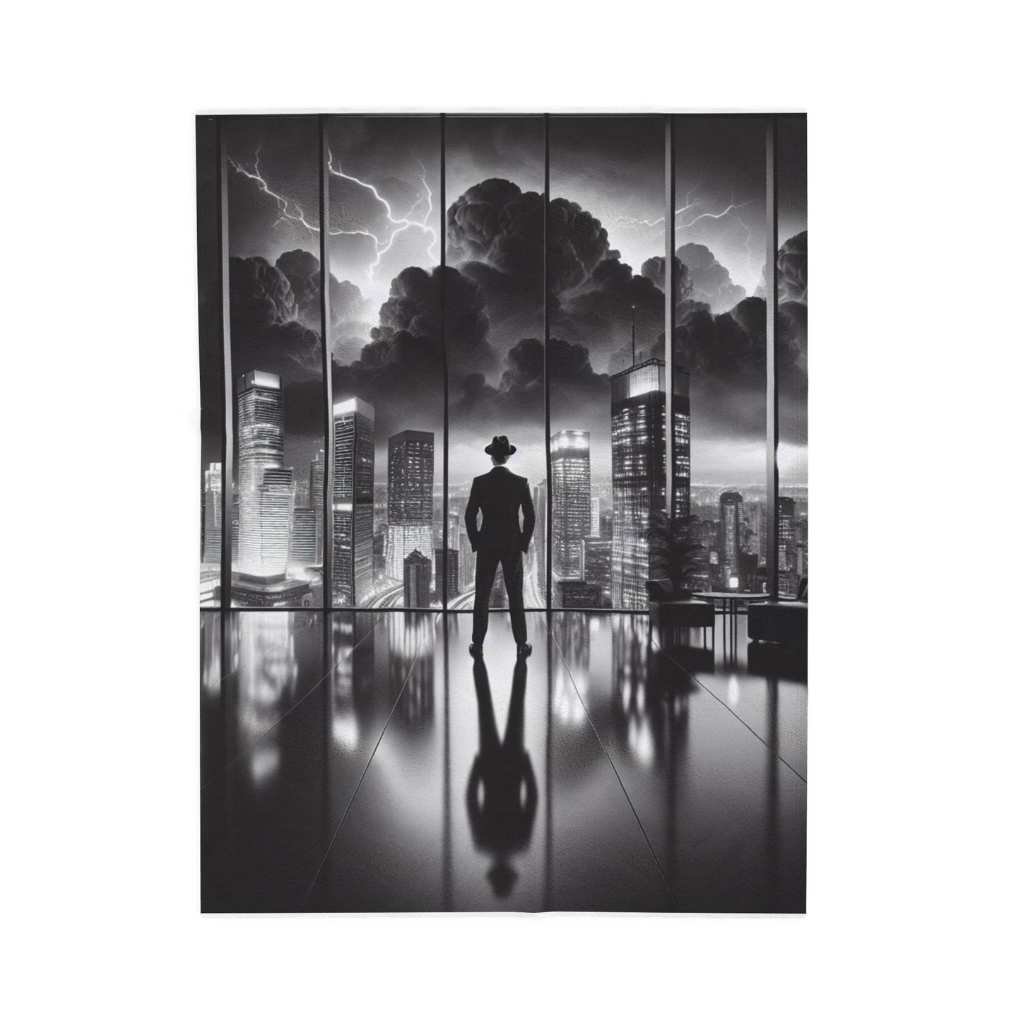 Cityscape Storm Watcher- Plush Blanket