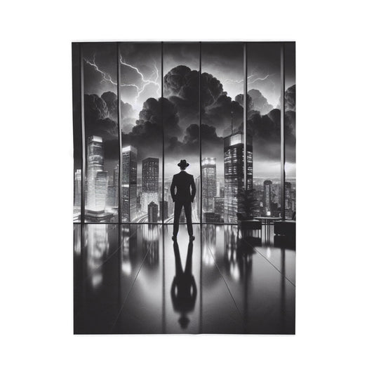 Cityscape Storm Watcher- Plush Blanket