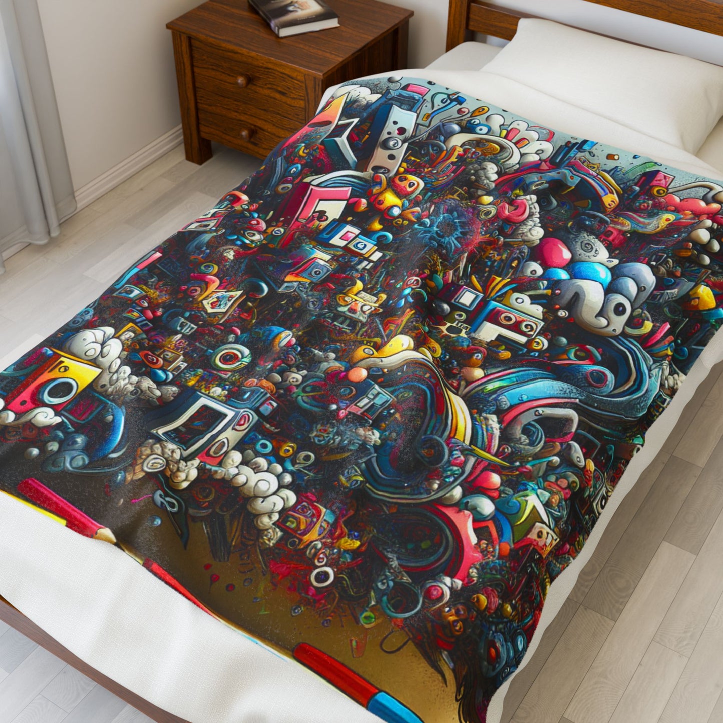 Artistic Chaos of Shapes - Plush Blanket