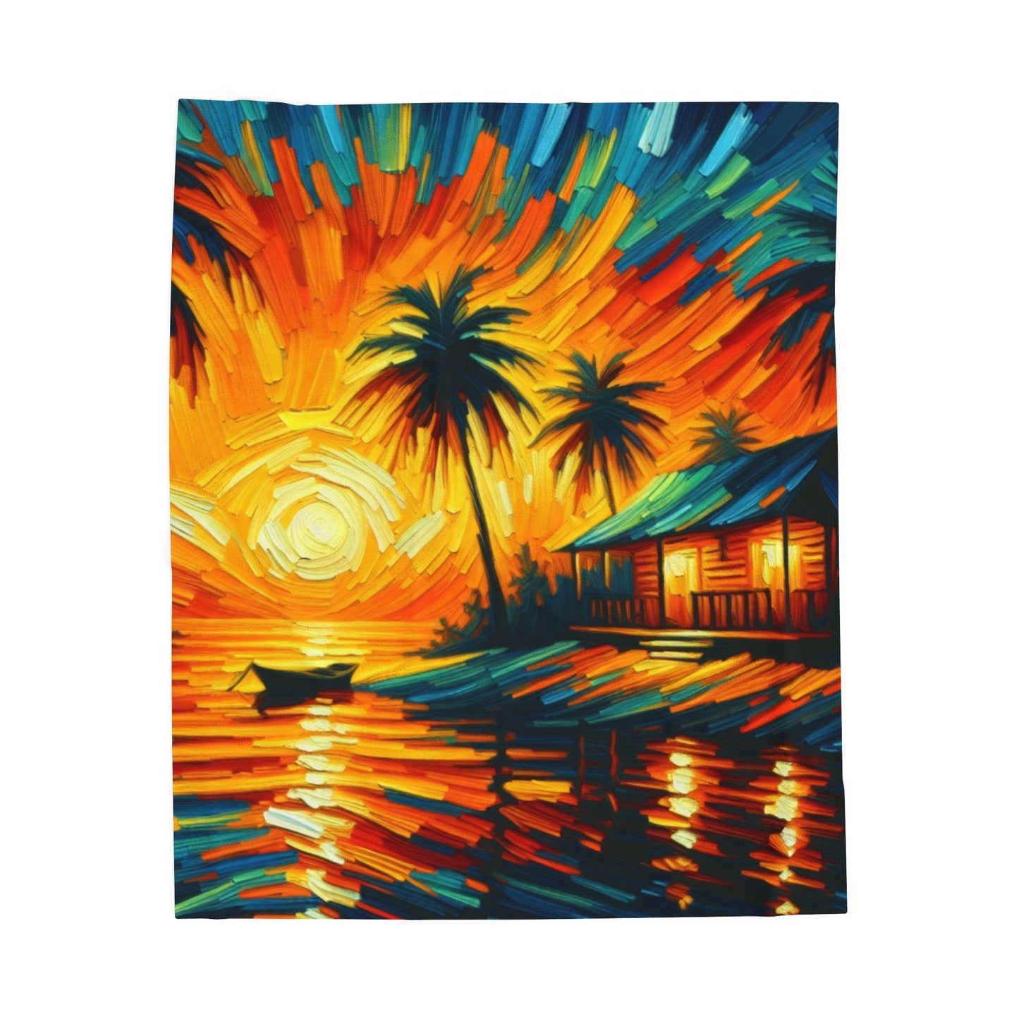 Island Haven at Dusk - Plush Blanket