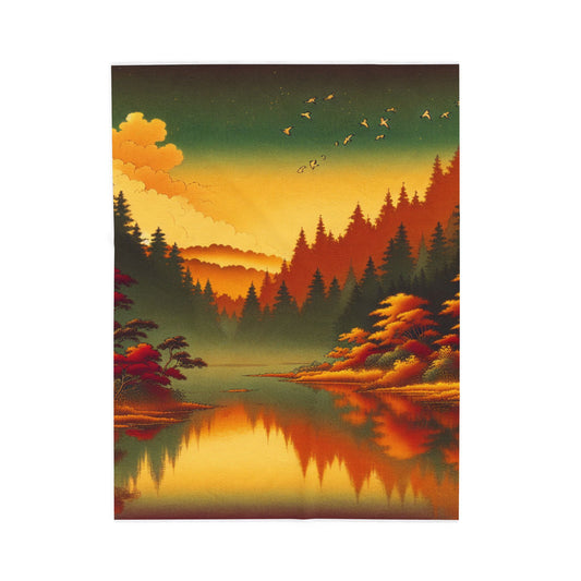 Golden Forest Reflections - Plush Blanket