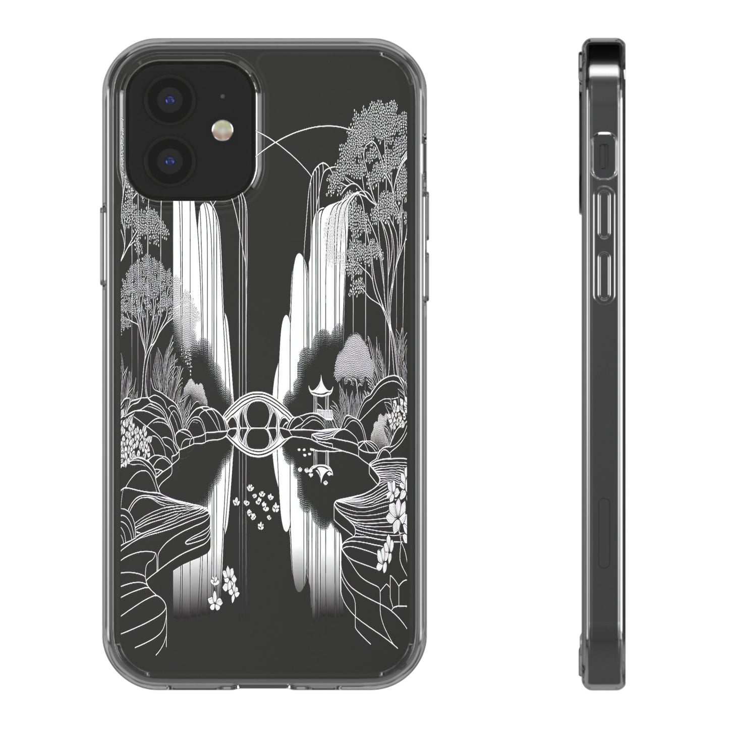 Transparent Waterfall Bridge Scene Iphone Case Compatible With Iphone 16 15 14 - Clear Phone Cover