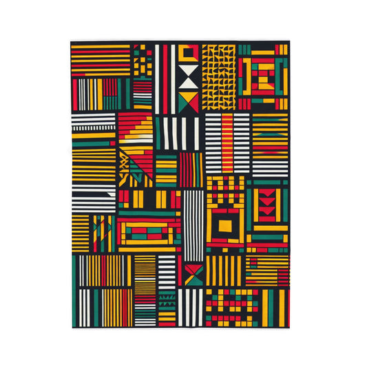 Contrast Patchwork Canvas- Plush Blanket