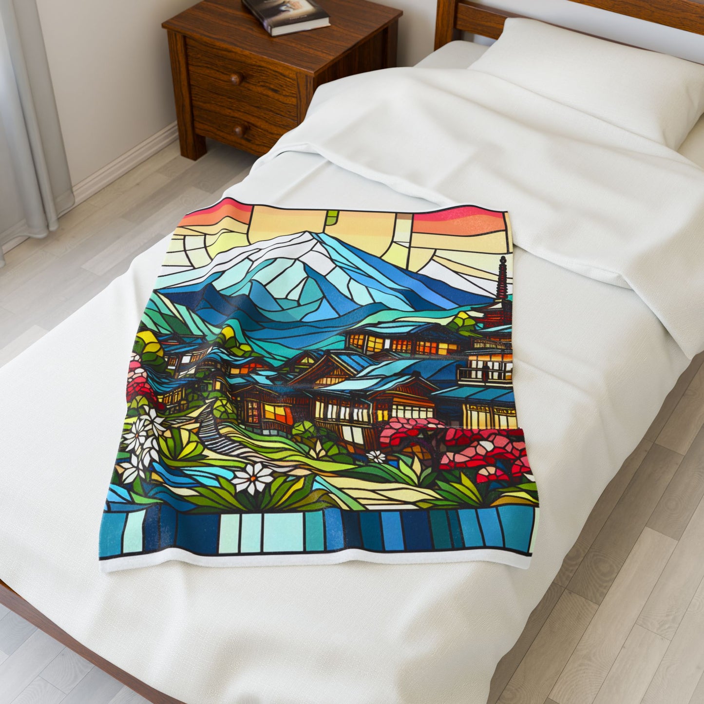Mountain Village Mosaic - Plush Blanket