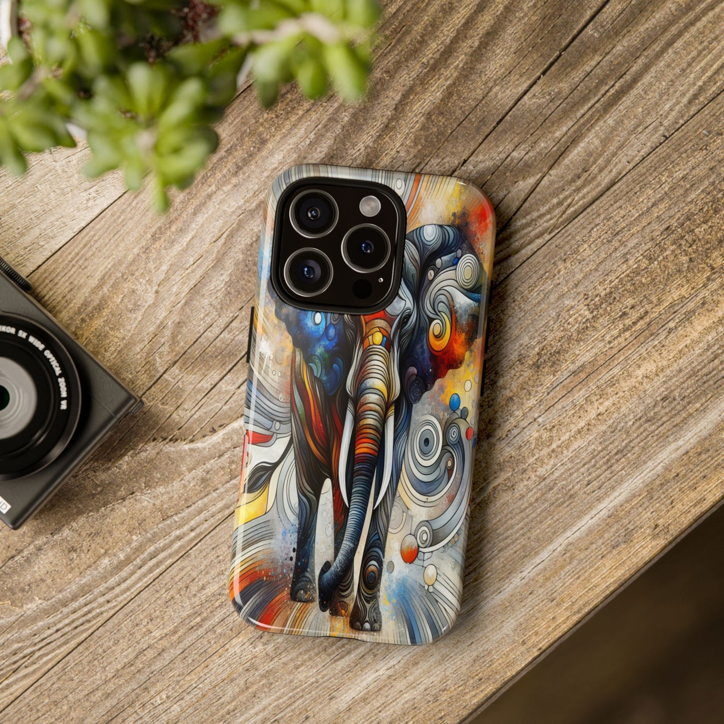 Protective Elephant in Swirling Colors Iphone Case Compatible With Iphone 16 15 14 - Phone Cover