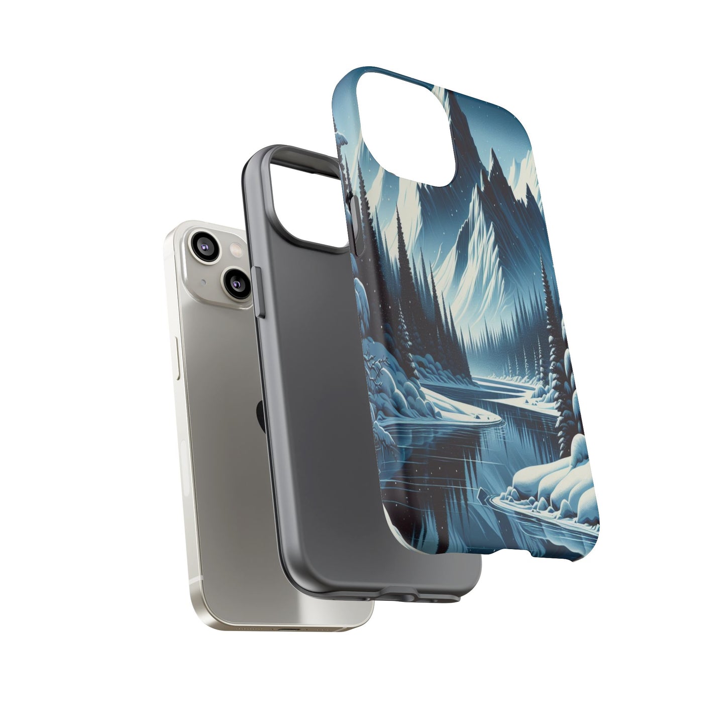 Frozen Peaks and Icy Reflections - Phone Case