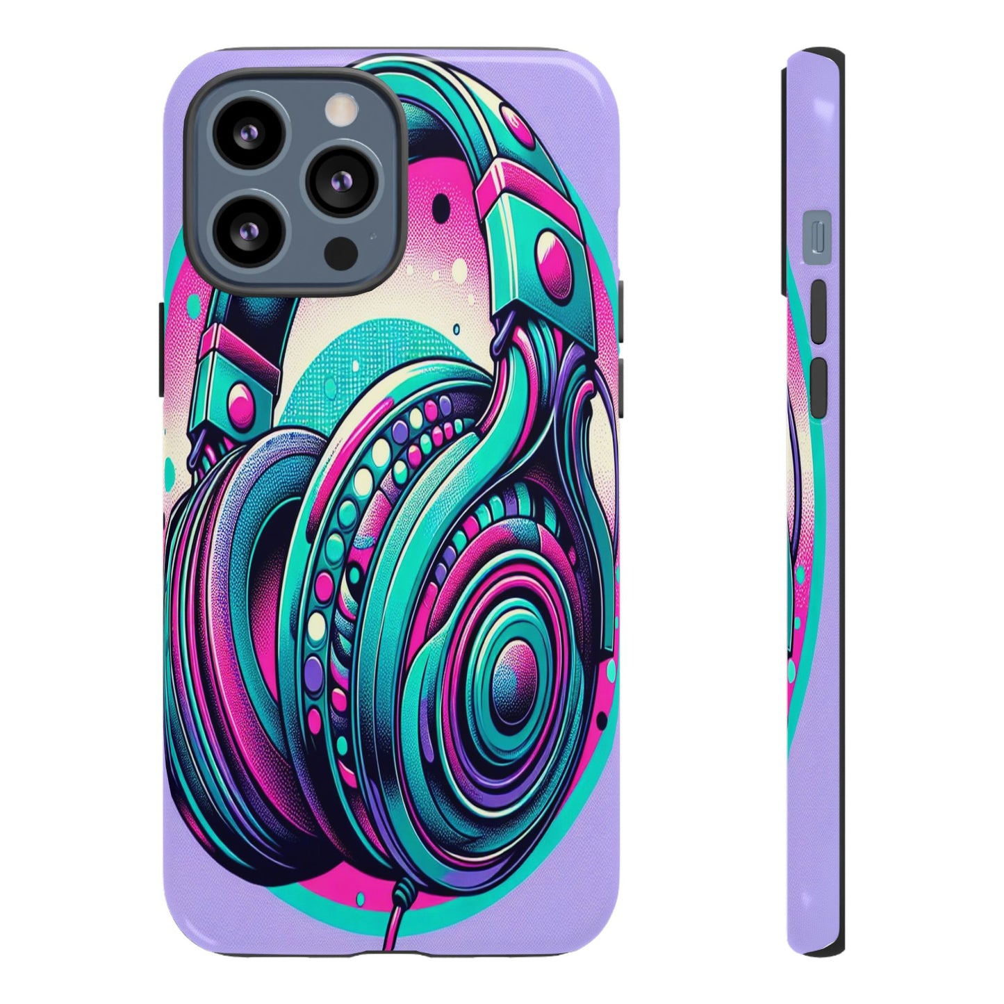 Custom ProtectiveHeadphone Vibes in Electric ColorsIphone Case Compatible With Iphone 16 15 14 - Phone Cover