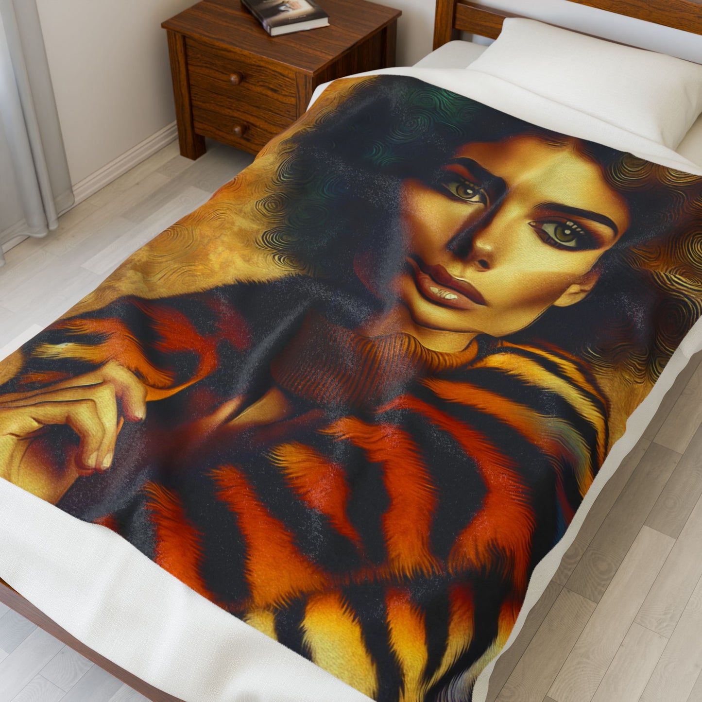 Feline Melanin Allure - Plush Blanket