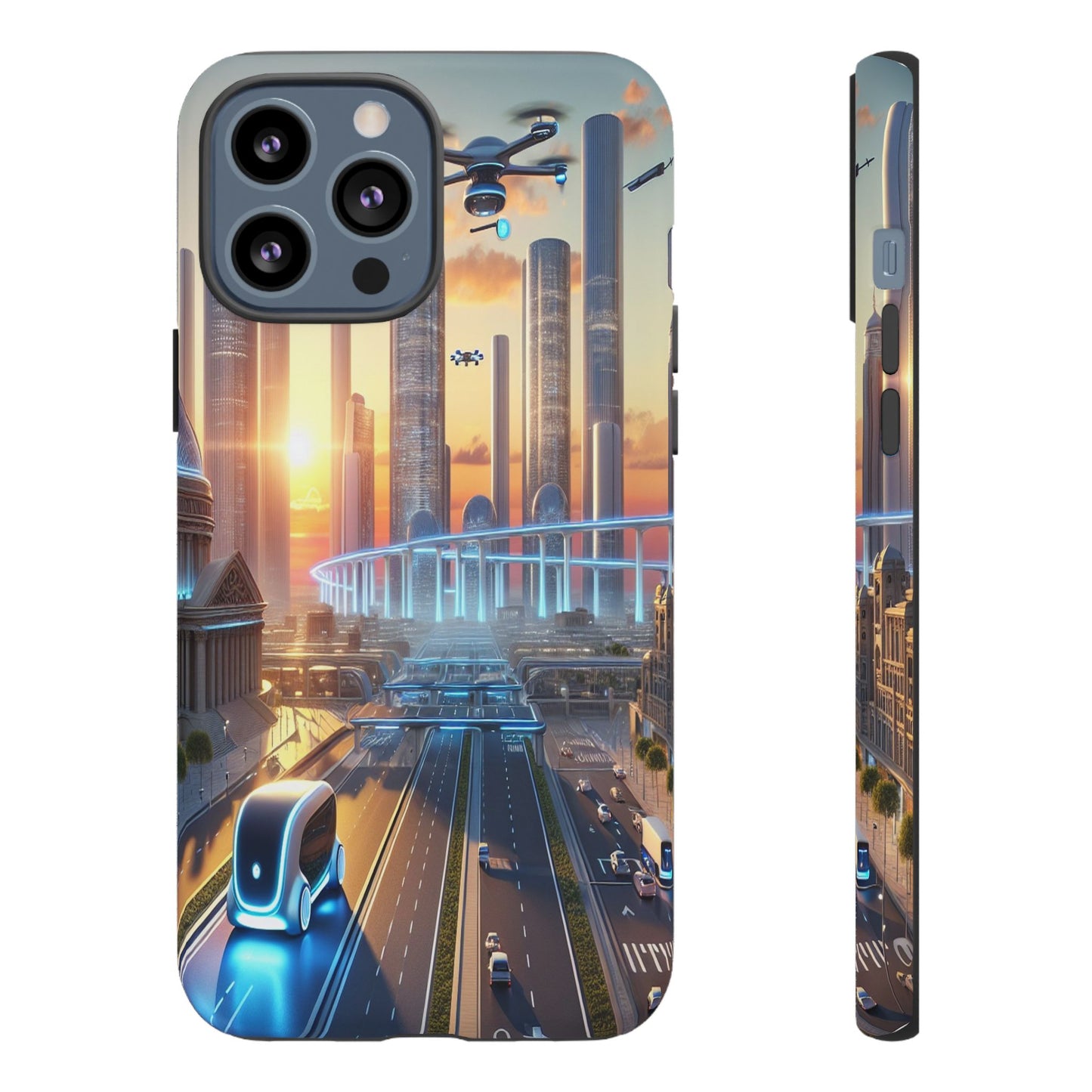 Futuristic Cityscape Unveiled - Phone Case