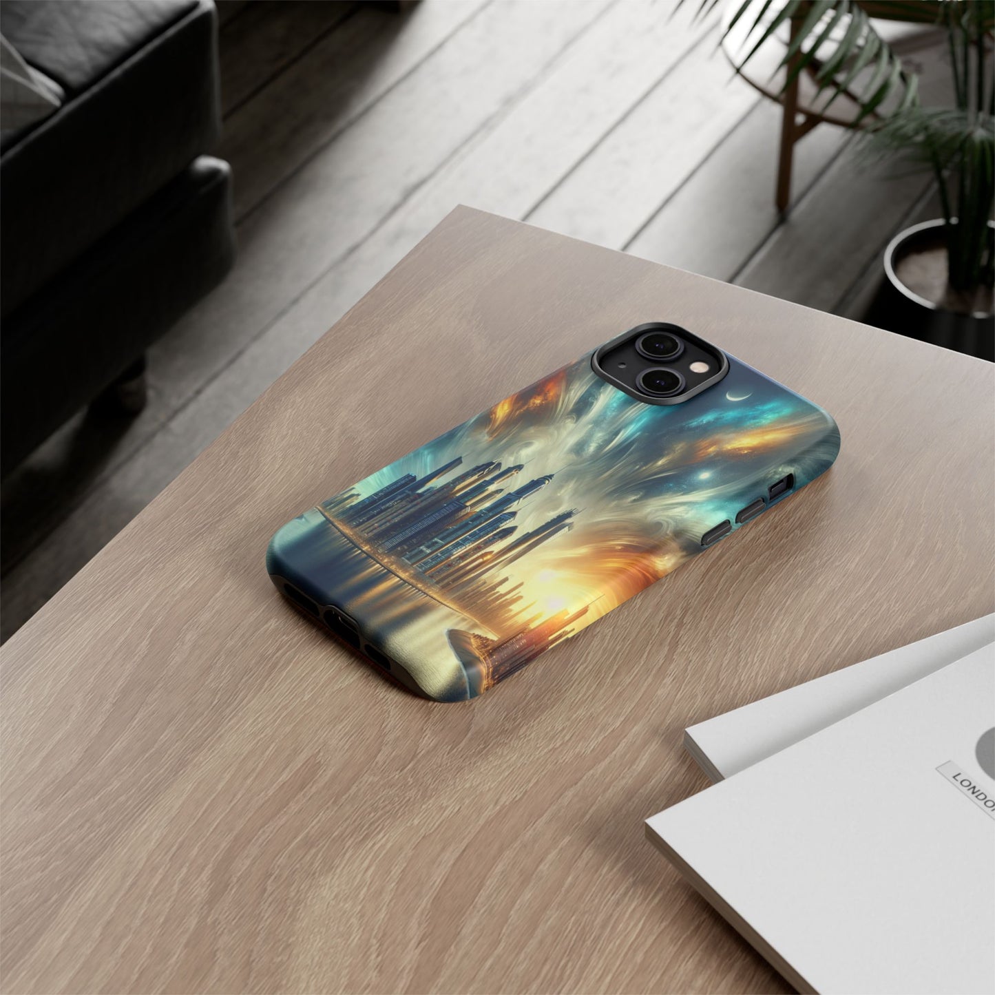 Cityscape under Celestial Tapestry - Phone Case