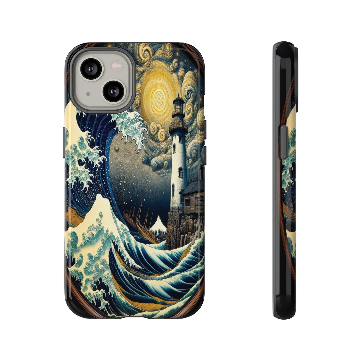 Protective Lighthouse Amidst Celestial Waves Iphone Case Compatible With Iphone 16 15 14 - Phone Cover
