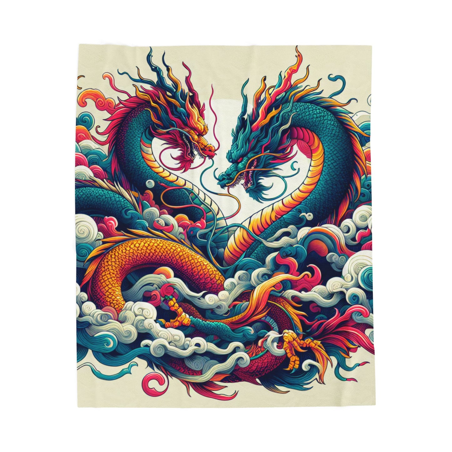 Dragon Dance in the Clouds - Plush Blanket
