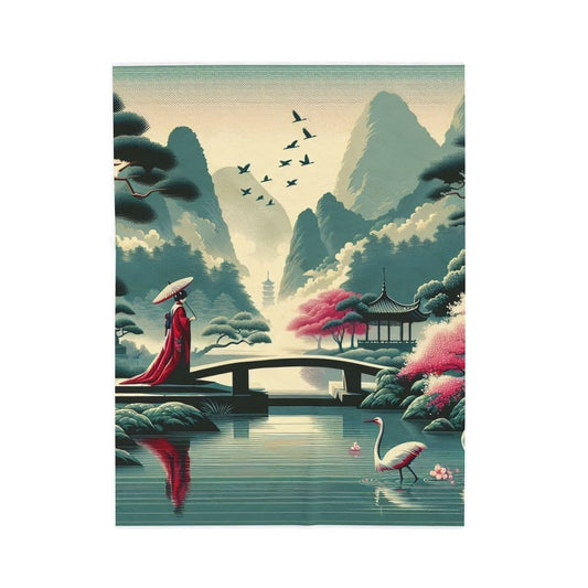 Tranquil Reverence in a Timeless Garden - Plush Blanket