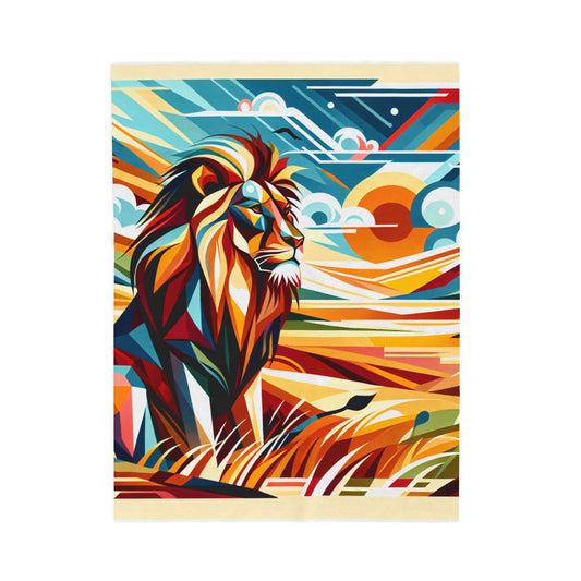 Lion's Pride in the Prismatic Plains - Plush Blanket