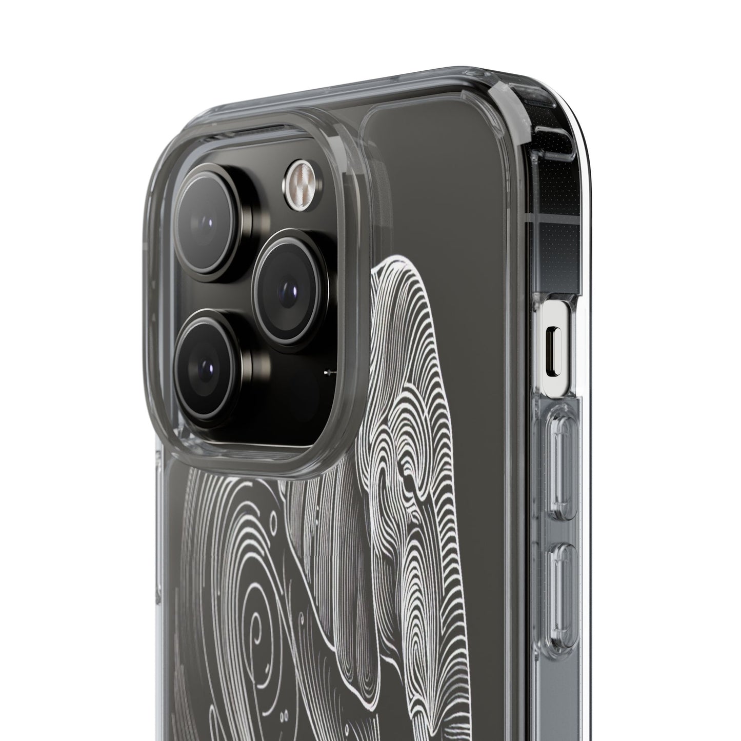 Transparent Elephant in Flowing Lines Iphone Case Compatible With Iphone 16 15 14 - Clear Phone Cover