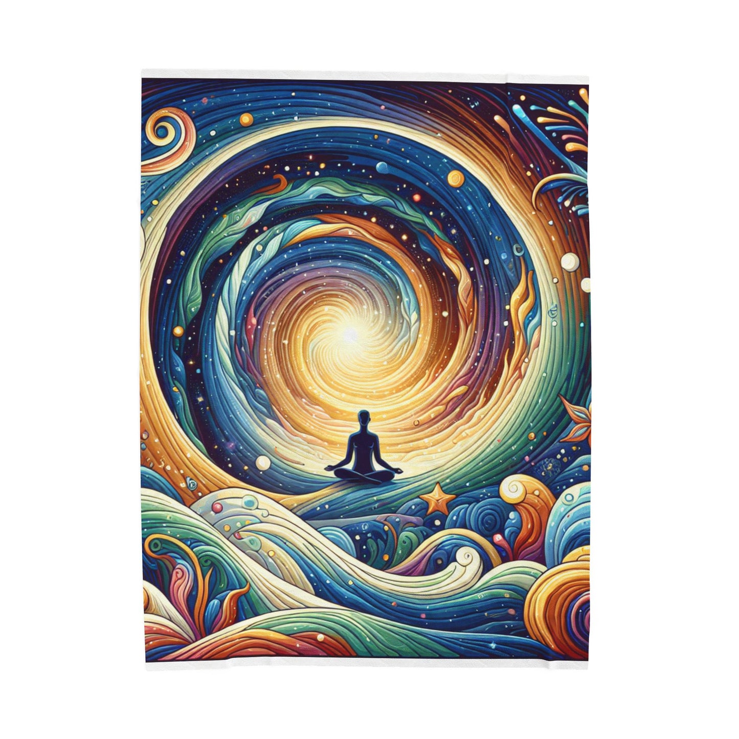 Cosmic Meditation Spiral - Plush Blanket