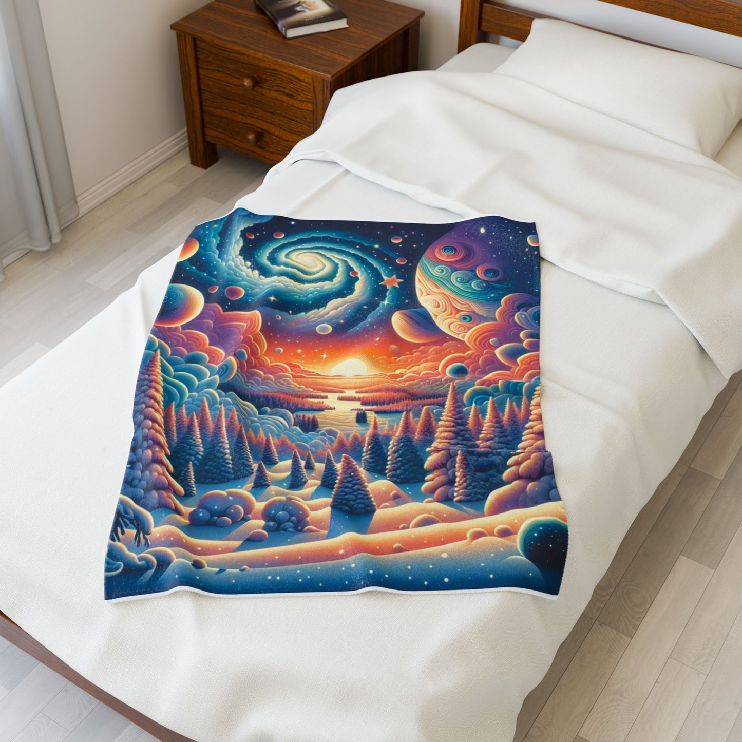 Cosmic Winter's Embrace - Plush Blanket