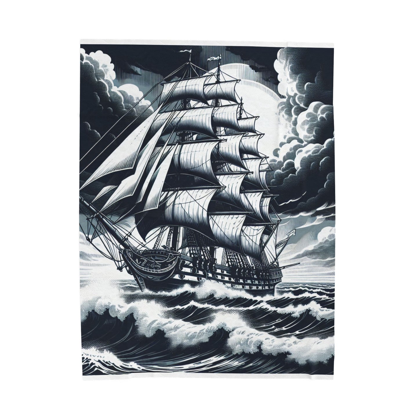 Monochromatic Nautical Adventure- Plush Blanket