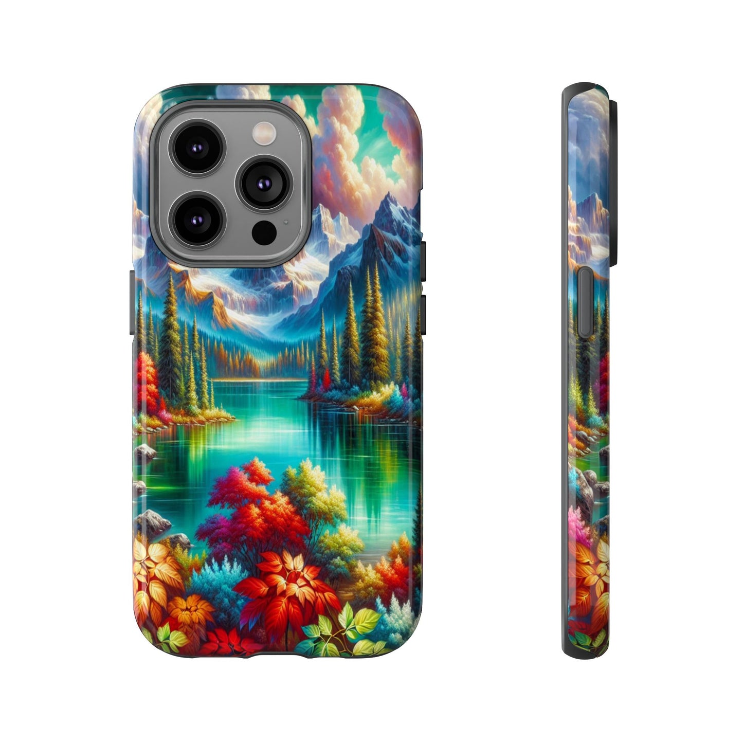 Colorful Mountain Lake Scene - Phone Case