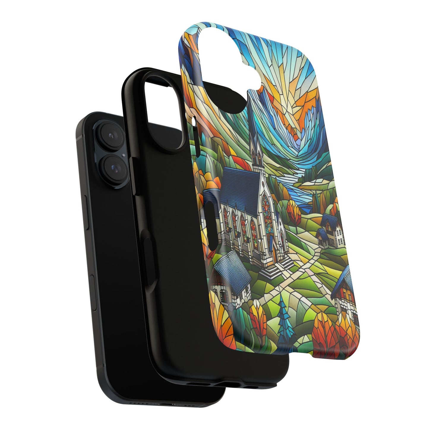 Stained Glass Countryside Scene - Phone Case