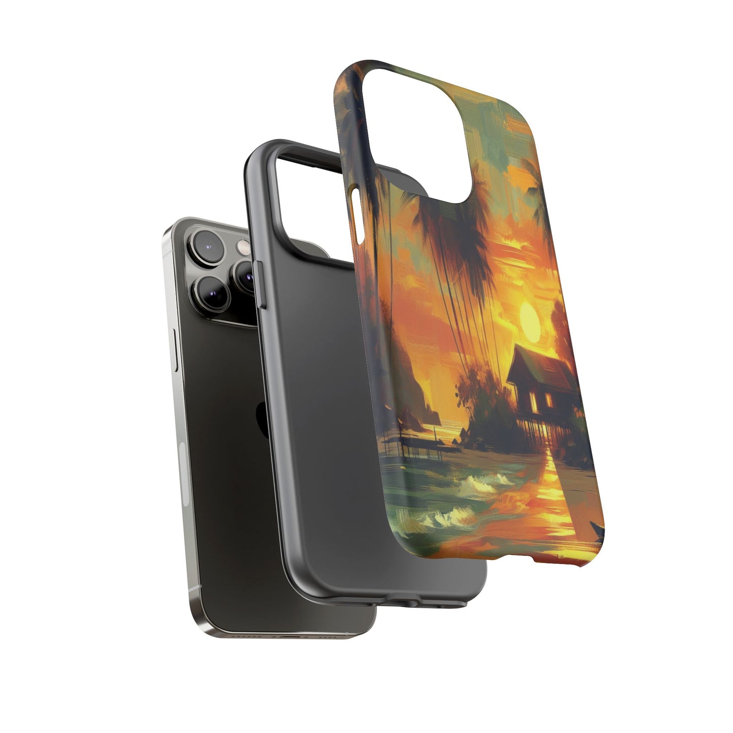 Protective Island Paradise at Dusk Iphone Case Compatible With Iphone 16 15 14 - Phone Cover