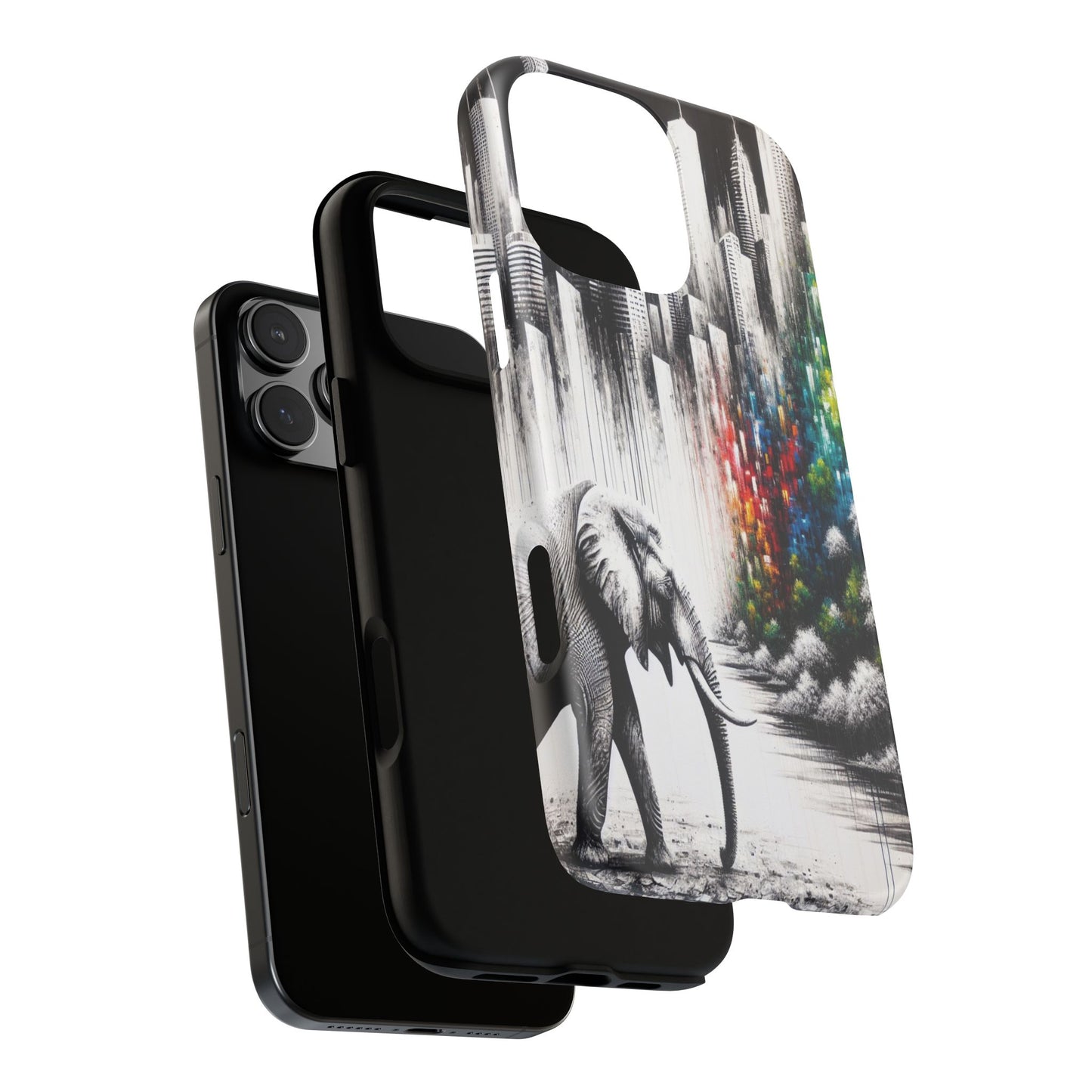 Protective Elephant's Journey Through the Cityscape Iphone Case Compatible With Iphone 16 15 14 - Phone Cover