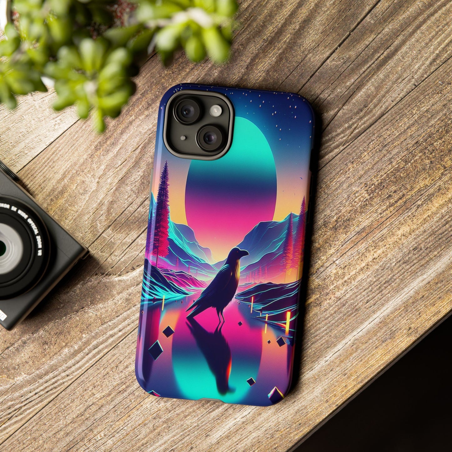 Celestial Horizon with Raven - Phone Case
