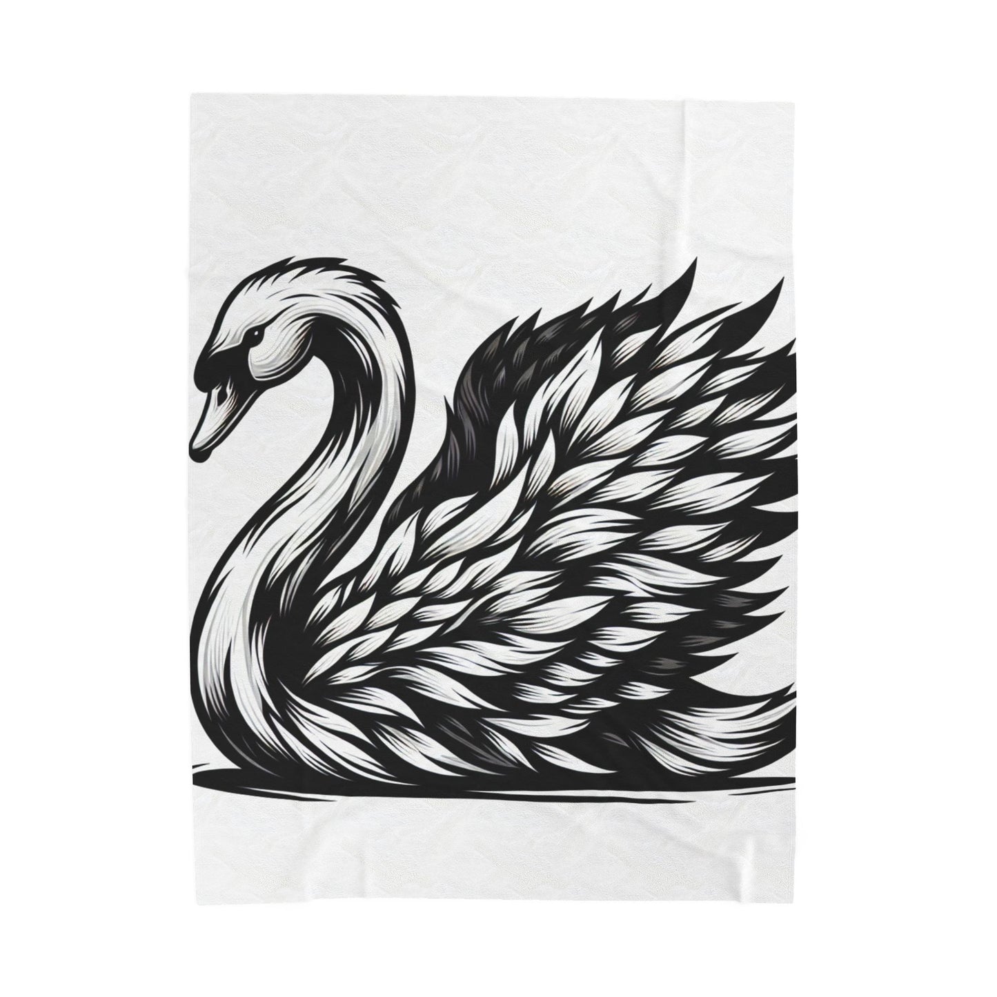 Monochrome Plume Elegance- Plush Blanket