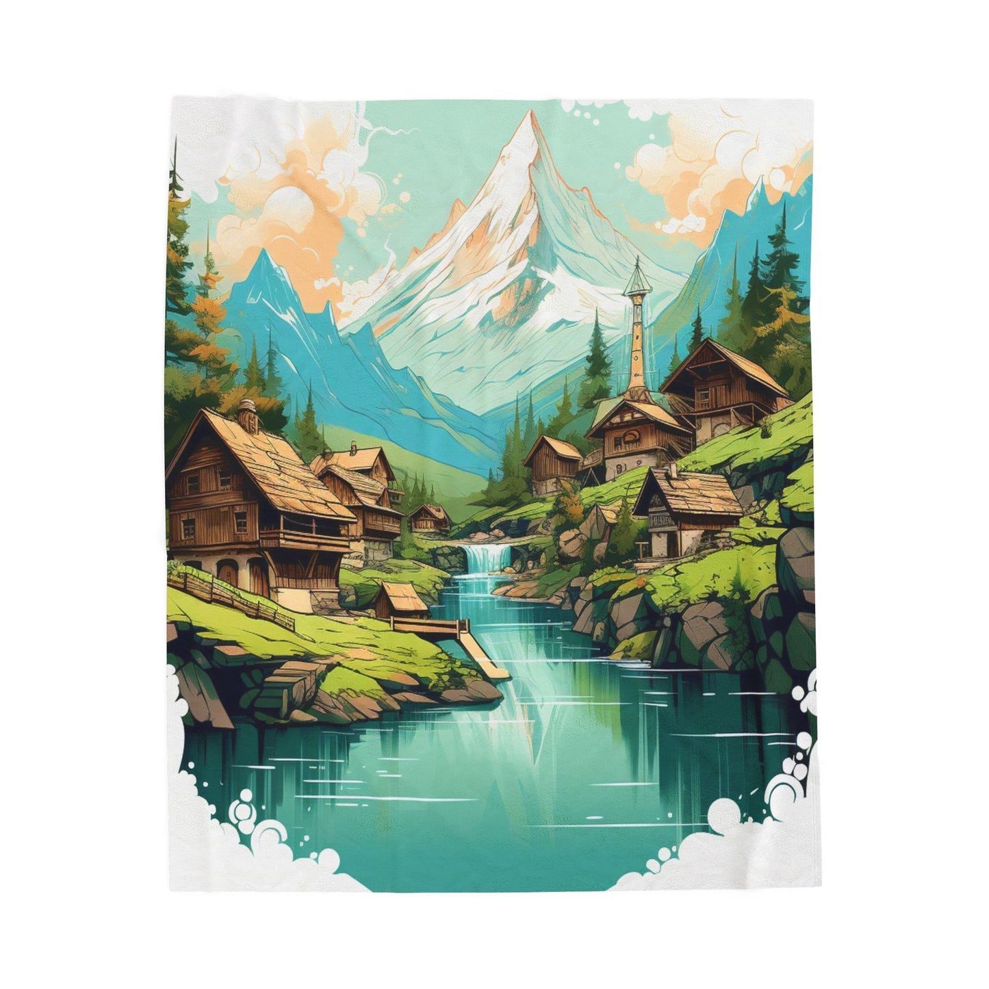 Mountain Village Serenity- Plush Blanket