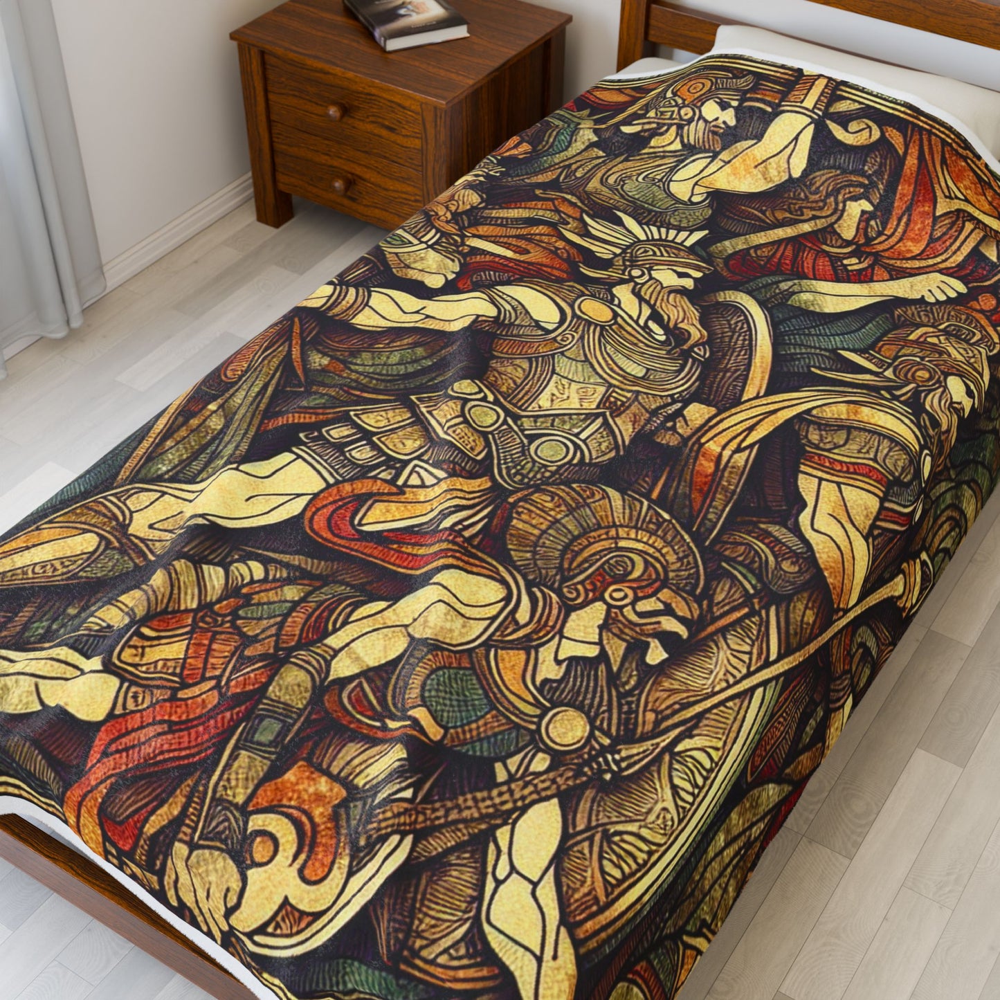 Ancient Warriors in Battle - Plush Blanket