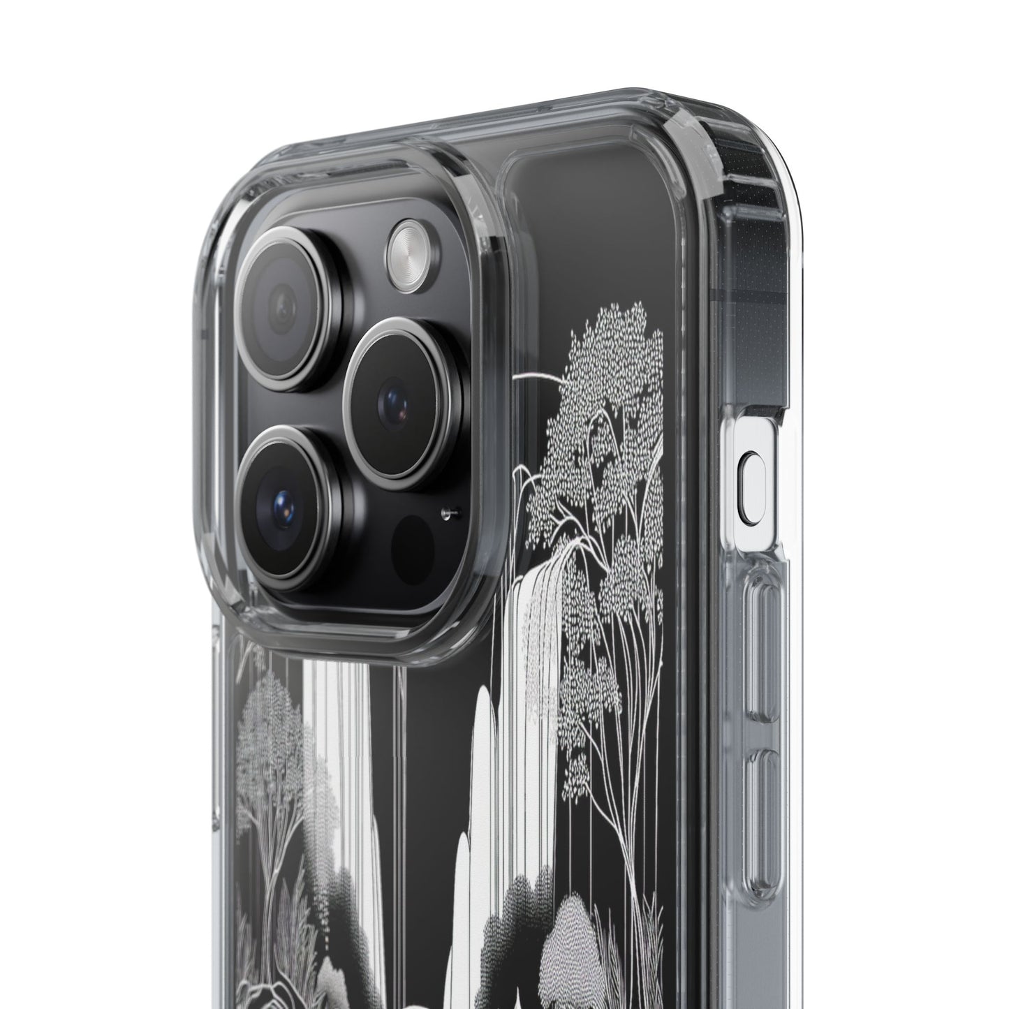 Transparent Waterfall Bridge Scene Iphone Case Compatible With Iphone 16 15 14 - Clear Phone Cover