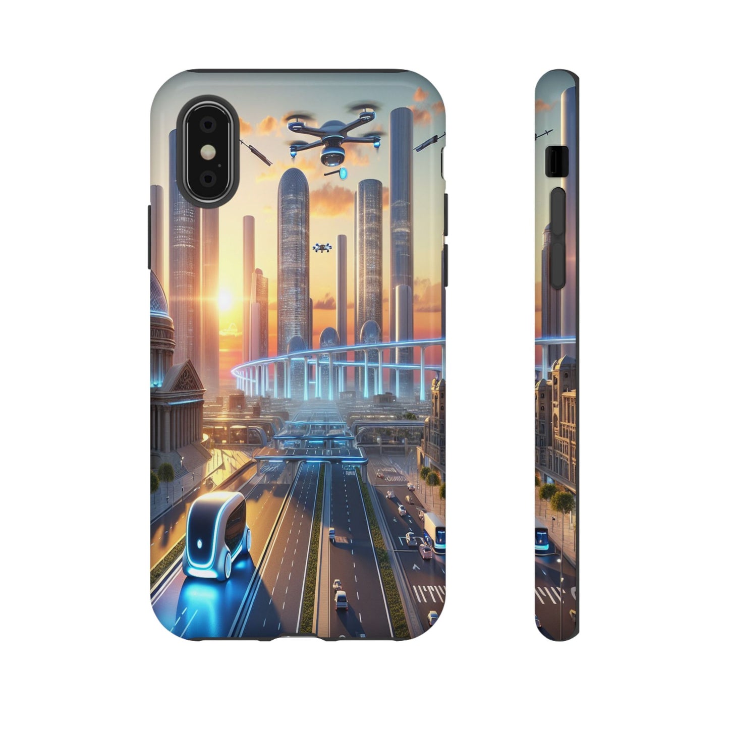 Futuristic Cityscape Unveiled - Phone Case
