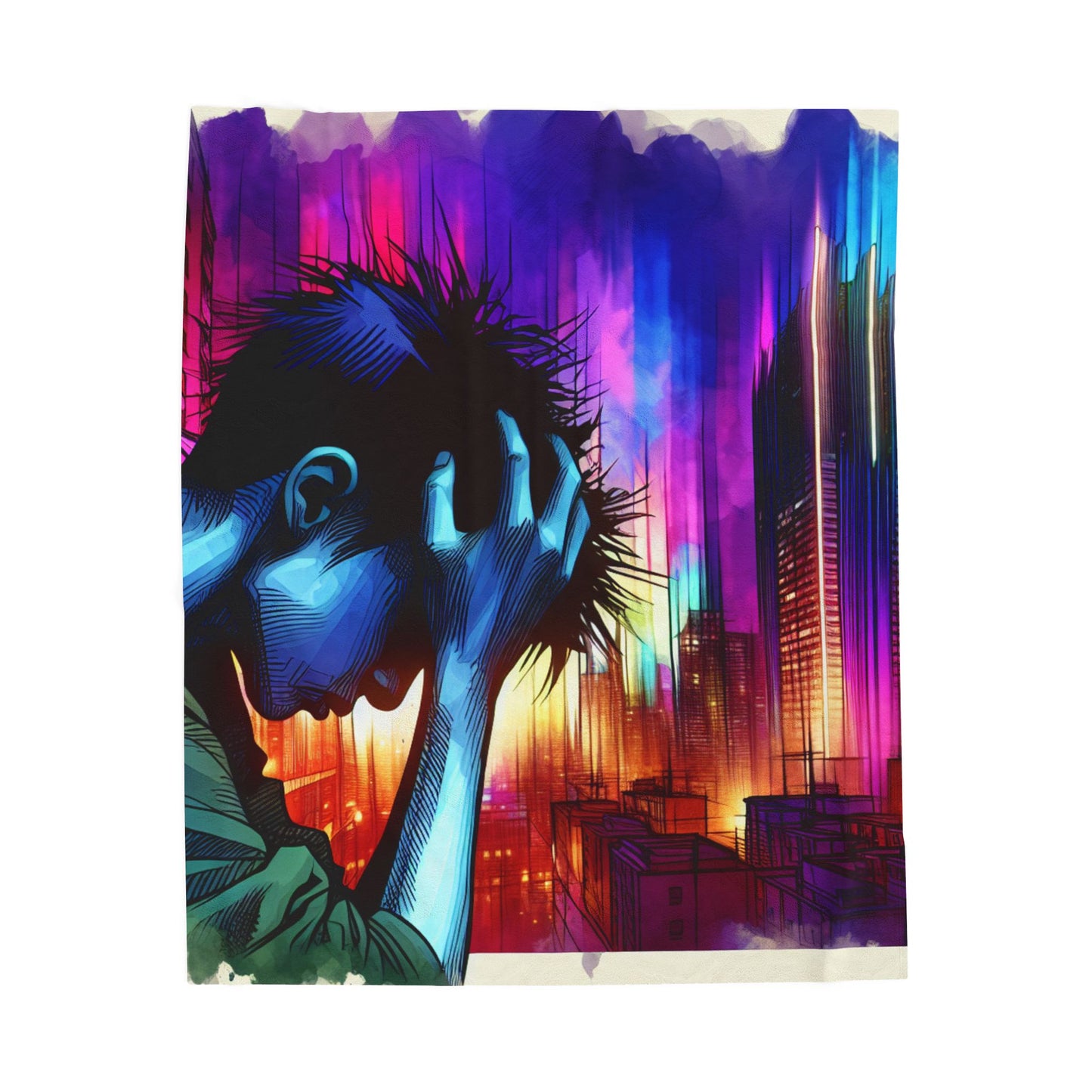 City Lights Contemplation - Plush Blanket