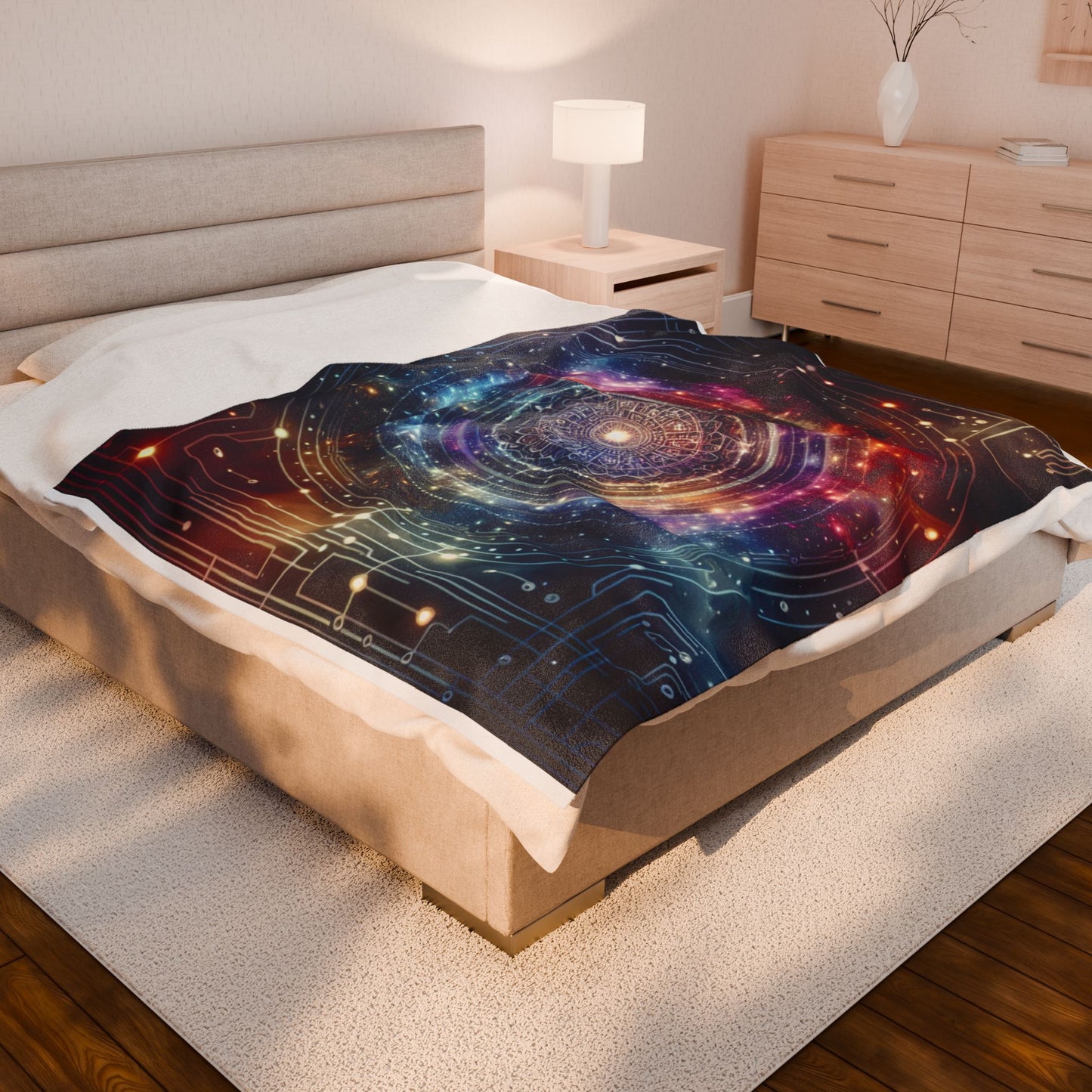 Galactic Mandala Illuminations - Plush Blanket