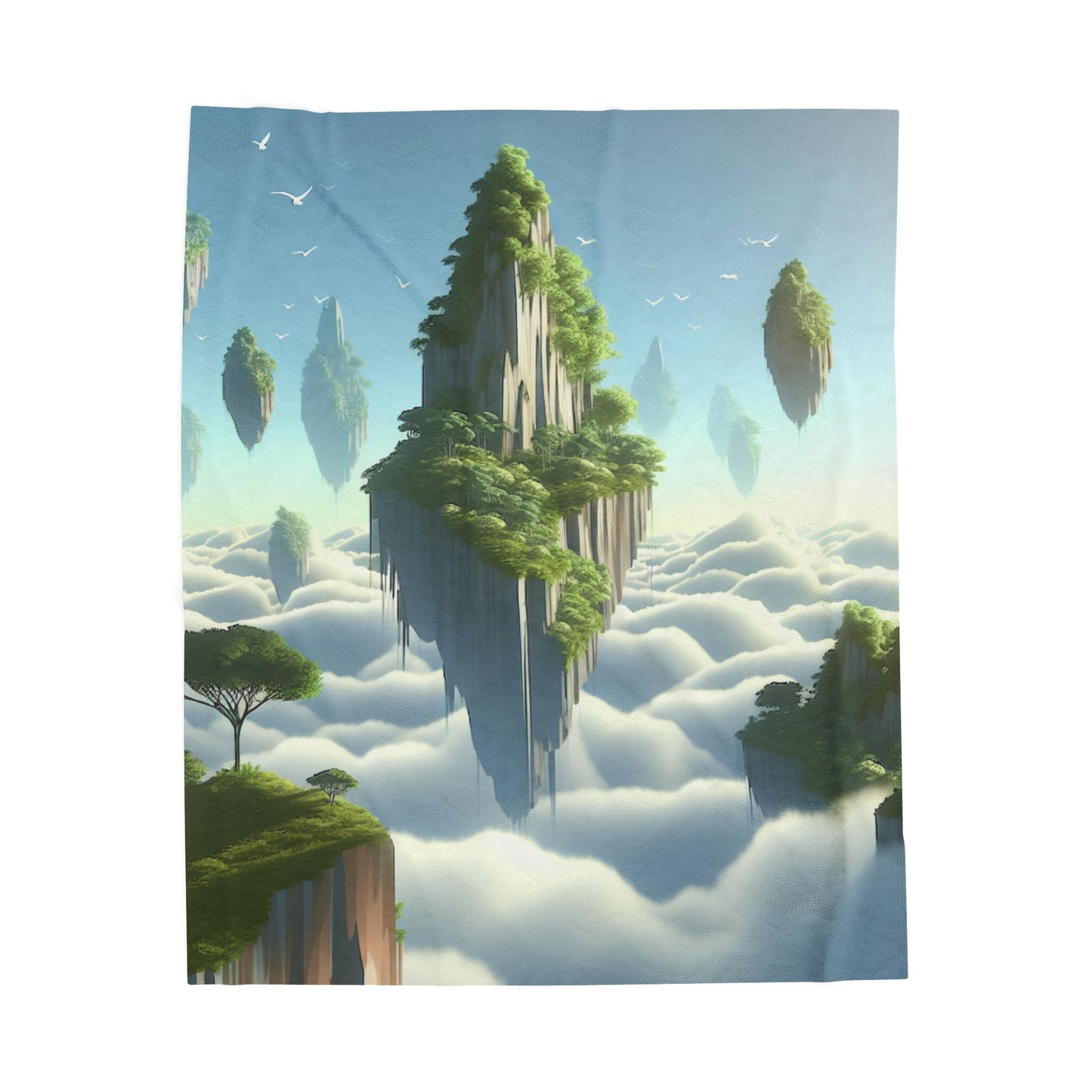 Floating Island Gardens in the Clouds - Plush Blanket