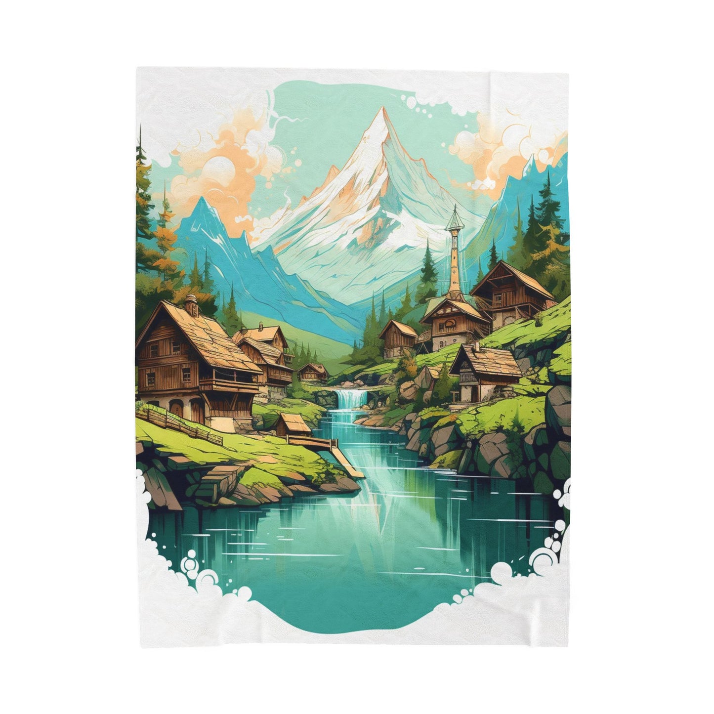 Mountain Village Serenity- Plush Blanket