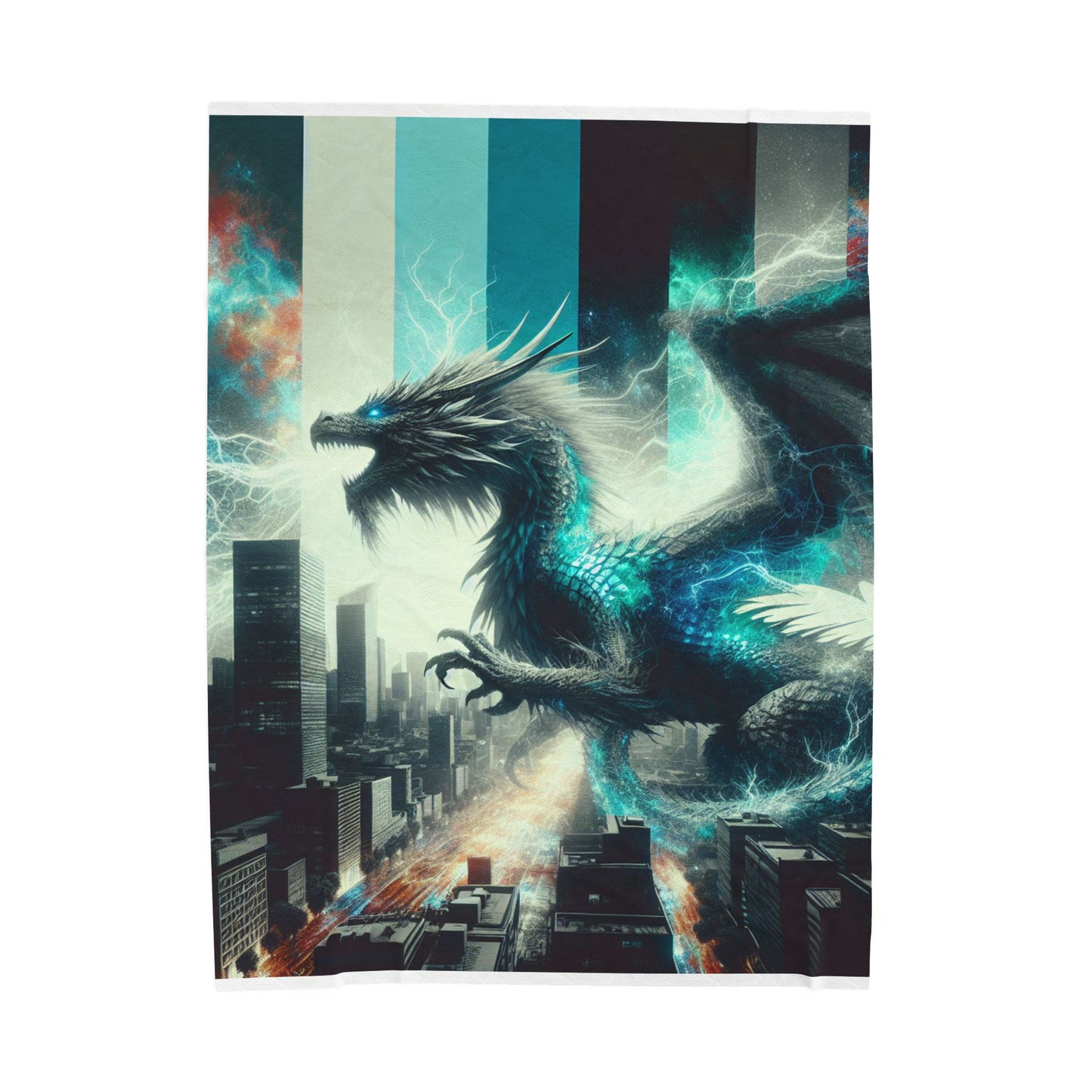 Electric Dragon Fury Unleashed - Plush Blanket