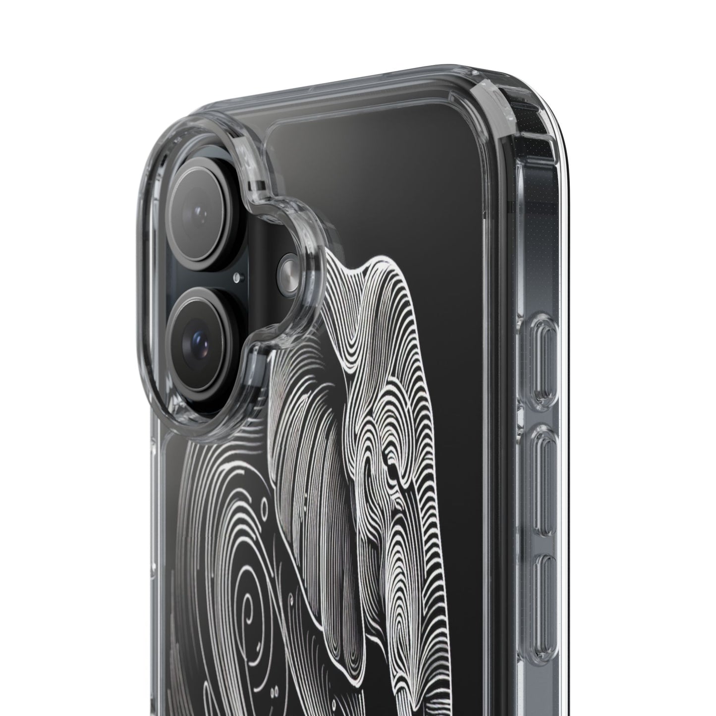 Transparent Elephant in Flowing Lines Iphone Case Compatible With Iphone 16 15 14 - Clear Phone Cover