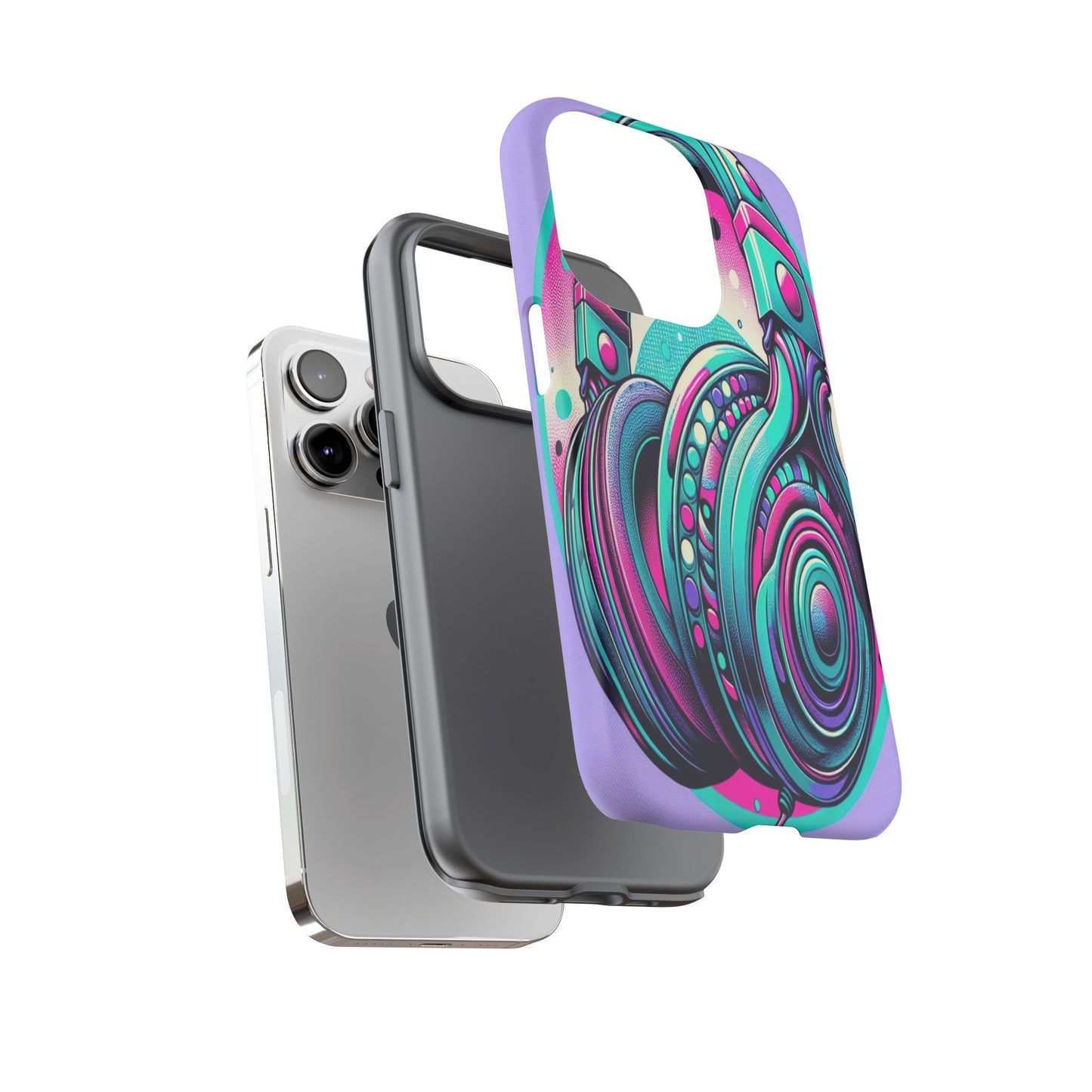 Custom ProtectiveHeadphone Vibes in Electric ColorsIphone Case Compatible With Iphone 16 15 14 - Phone Cover