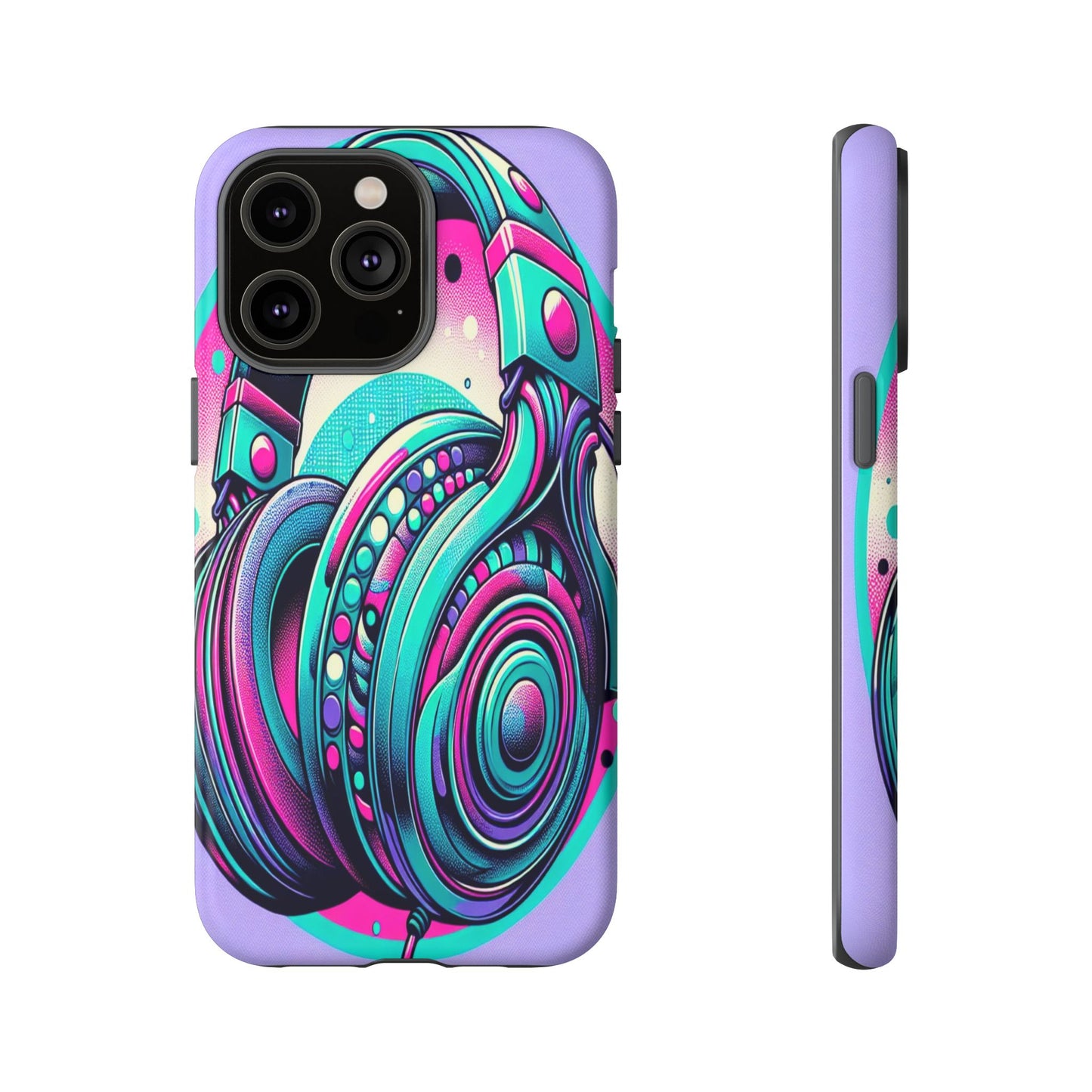 Custom ProtectiveHeadphone Vibes in Electric ColorsIphone Case Compatible With Iphone 16 15 14 - Phone Cover