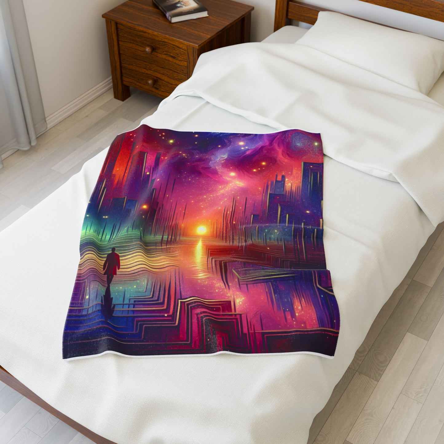 Walking Through a Dreamy Metropolis - Plush Blanket