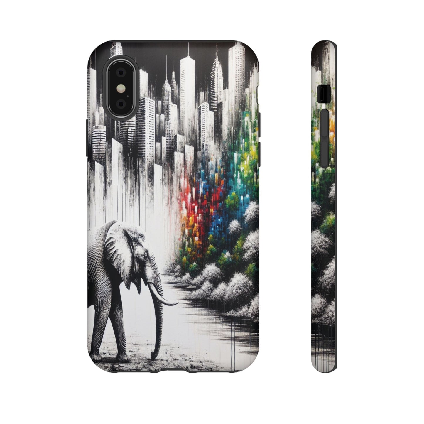 Protective Elephant's Journey Through the Cityscape Iphone Case Compatible With Iphone 16 15 14 - Phone Cover