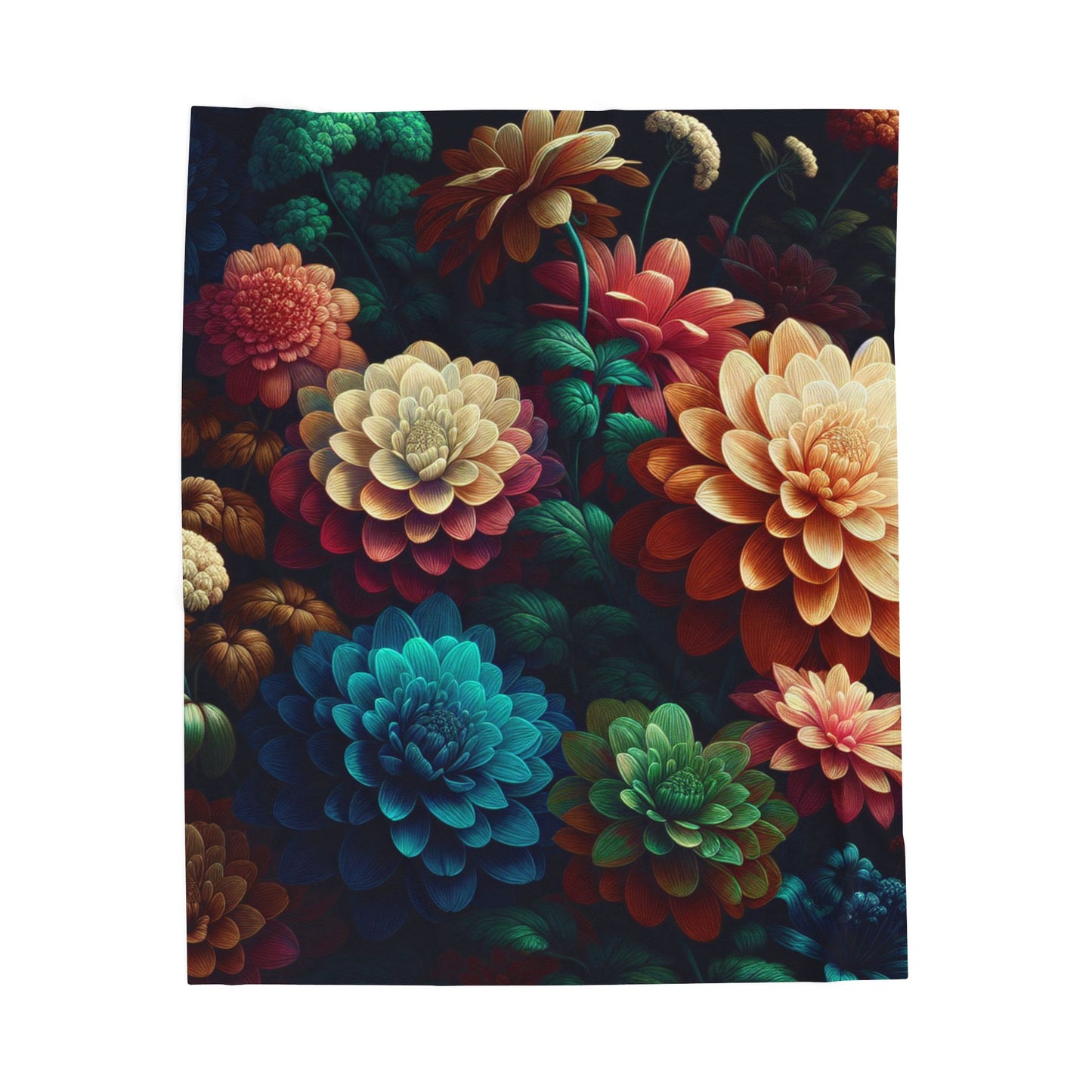 Garden of Nightfall Blooms - Plush Blanket