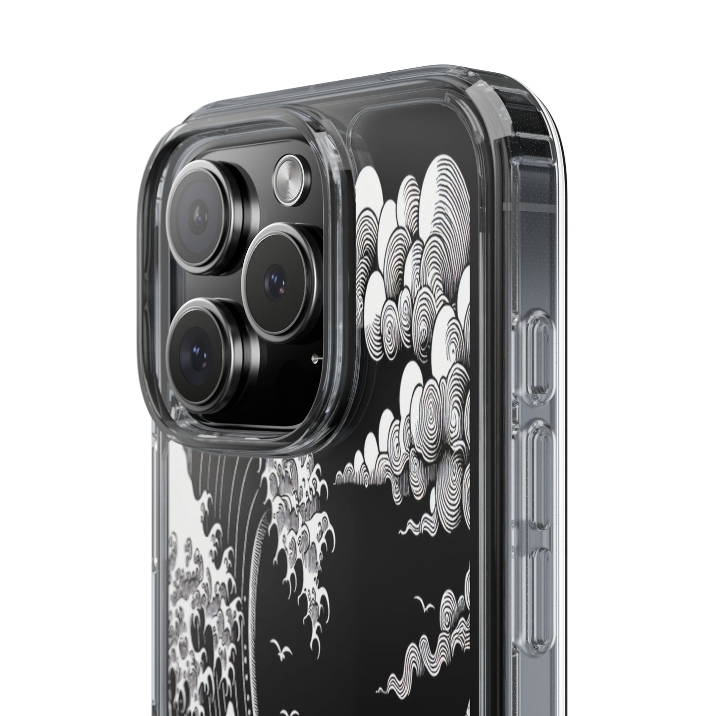 Transparent Waves and Mountains Iphone Case Compatible With Iphone 16 15 14 - Clear Phone Cover