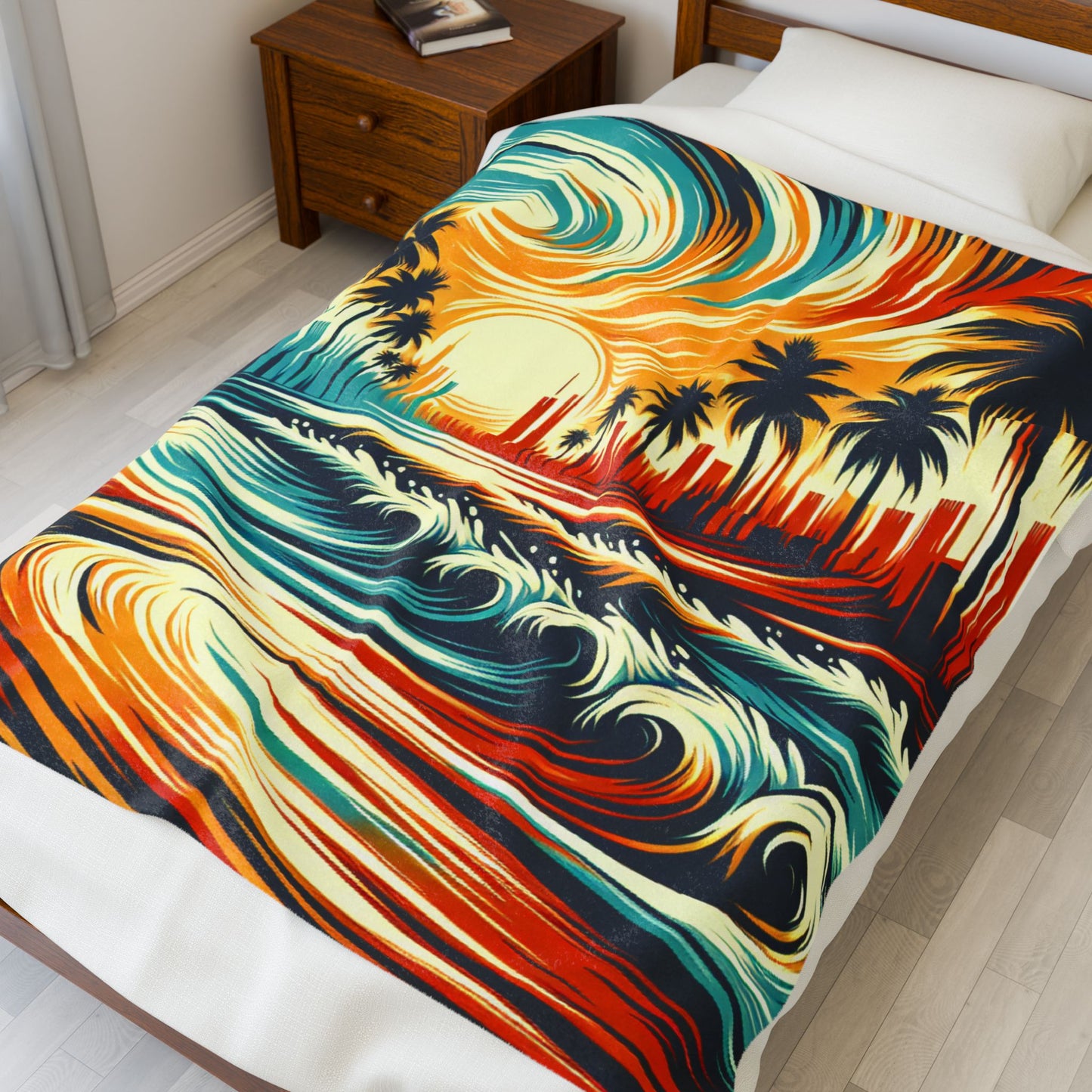Palm Wave Illusion - Plush Blanket