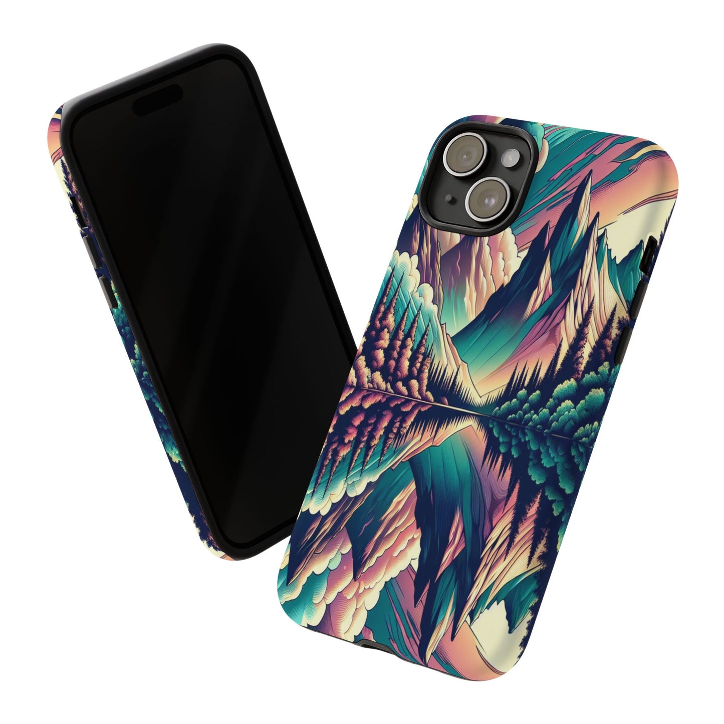Tranquil Peaks and Reflected Skies - Phone Case