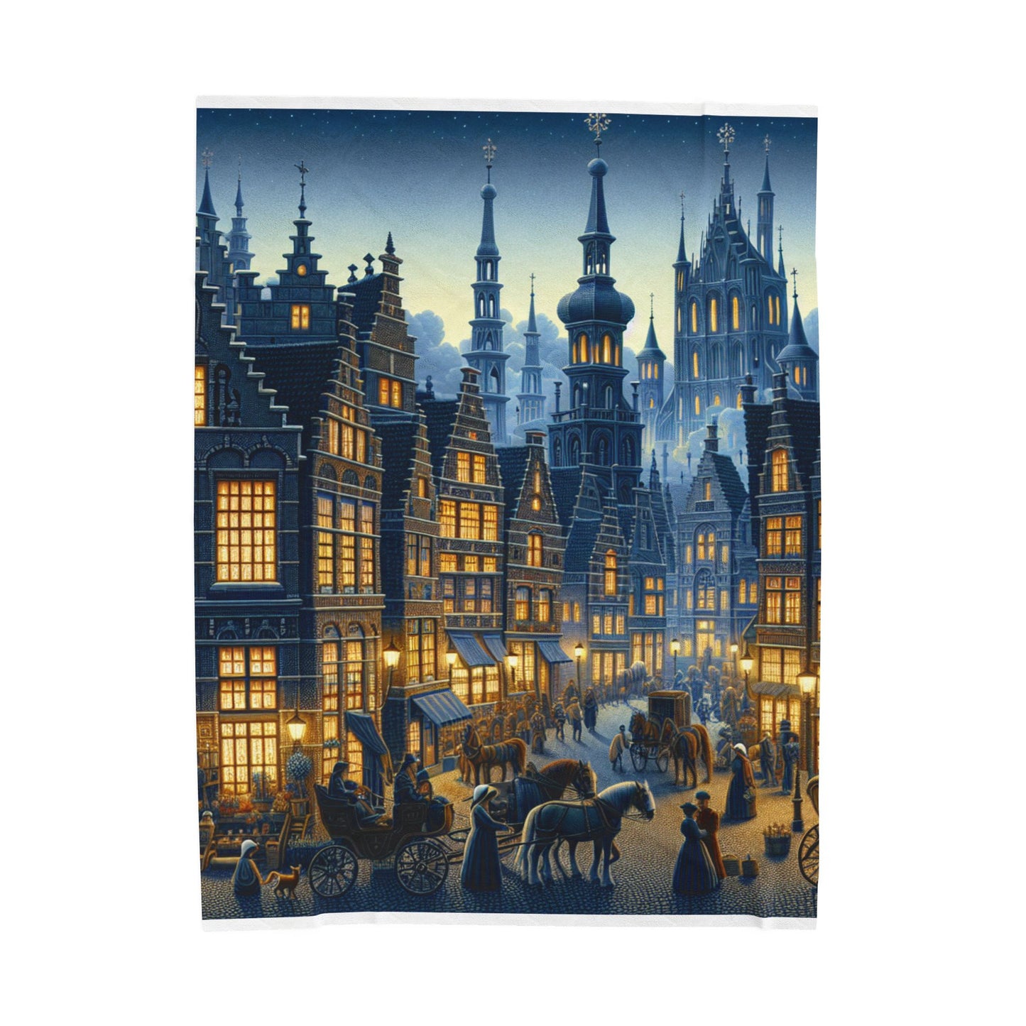 Medieval Streetlife Tableau - Plush Blanket