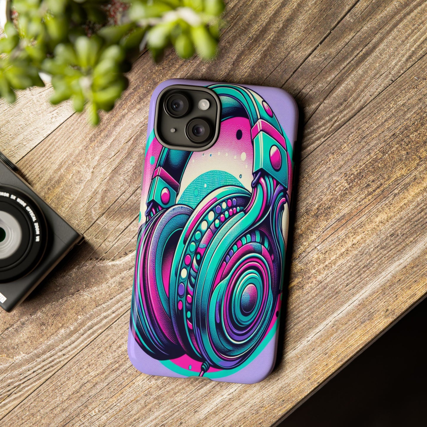 Custom ProtectiveHeadphone Vibes in Electric ColorsIphone Case Compatible With Iphone 16 15 14 - Phone Cover